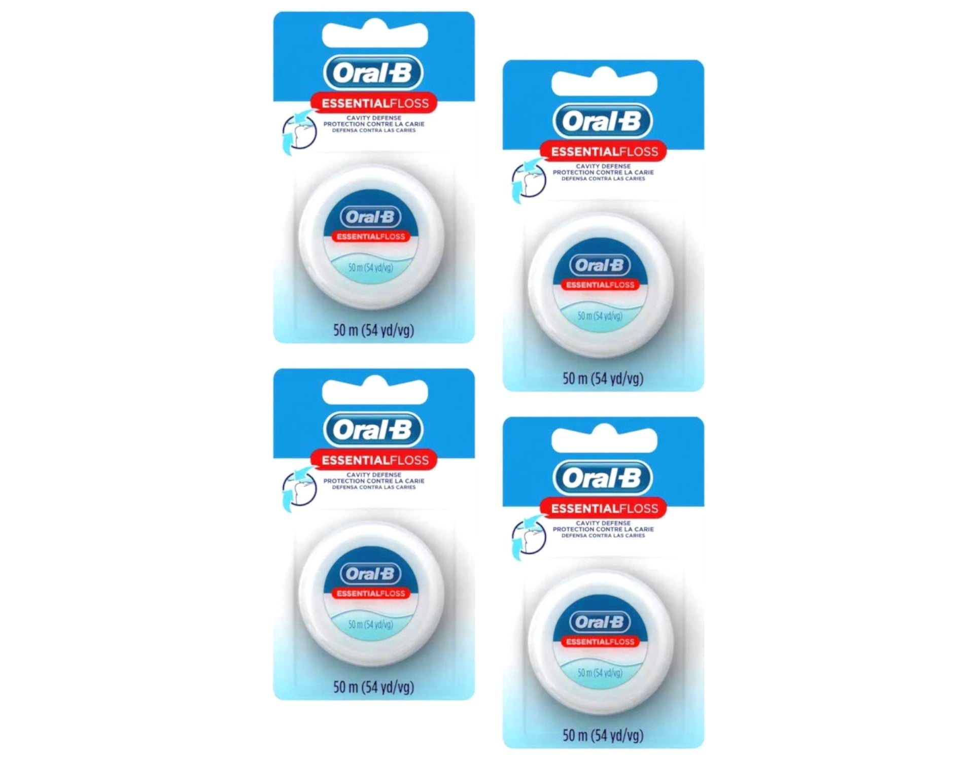 Essential Floss Unflavored Waxed 54 Yards (50m) - Pack of 4