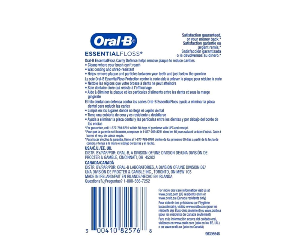 Essential Floss Unflavored Waxed 54 Yards (50m) - Pack of 4