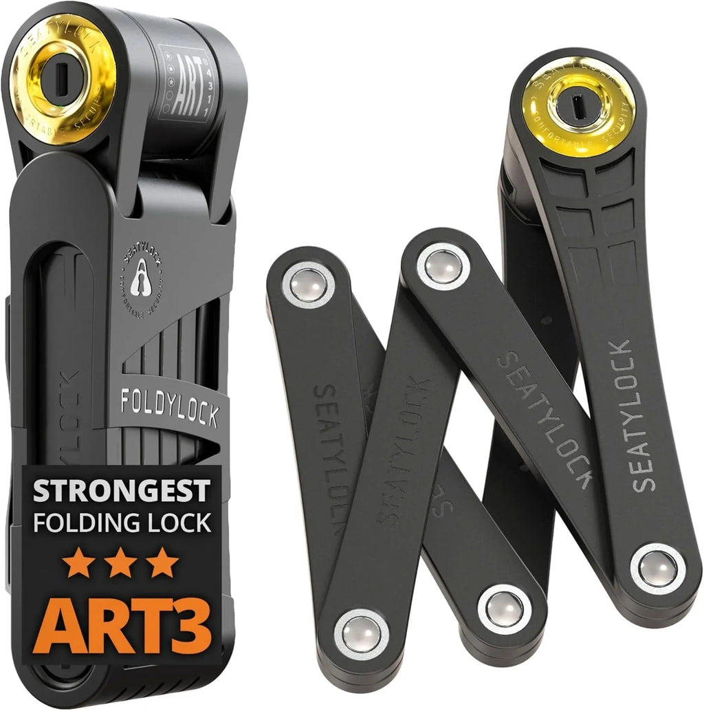 Jiu-style folding bicycle lock set - Patent technology, consisting of two sets of perfectly matching bicycle locks, each set equipped with 6 identical keys - 18/18 level heavy-duty anti-theft security protection device, with key and shell fixation de