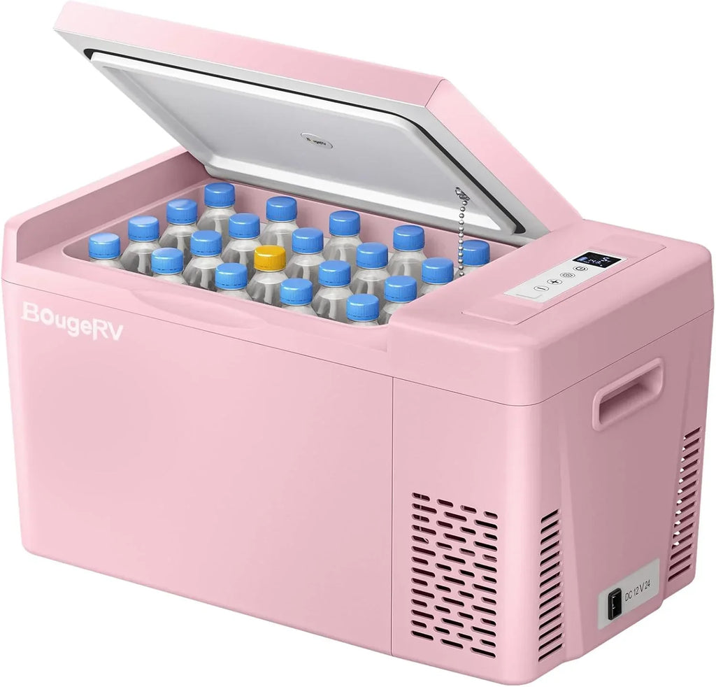 BougeRV 12 Volt Refrigerator 12V Car Fridge 23 Quart Portable Freezer Compressor Cooler 12/24V DC 110~240 Volt AC for Truck Van RV Camper SUV Travel Camping Road Trips Tailgating -7℉~50℉