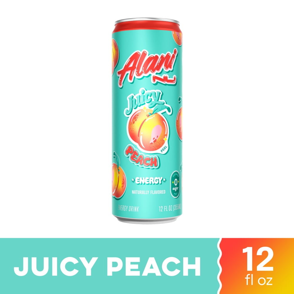 Pack of 2  NU Juicy Peach Energy Drink Can, 12 fl oz (Package May Vary)