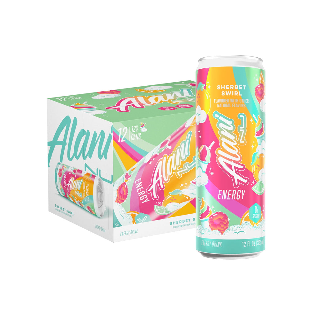 Sugar Free Energy Drink, Sherbet Swirl, 12 fl oz, 12 Pack, Cans, 200mg Caffeine