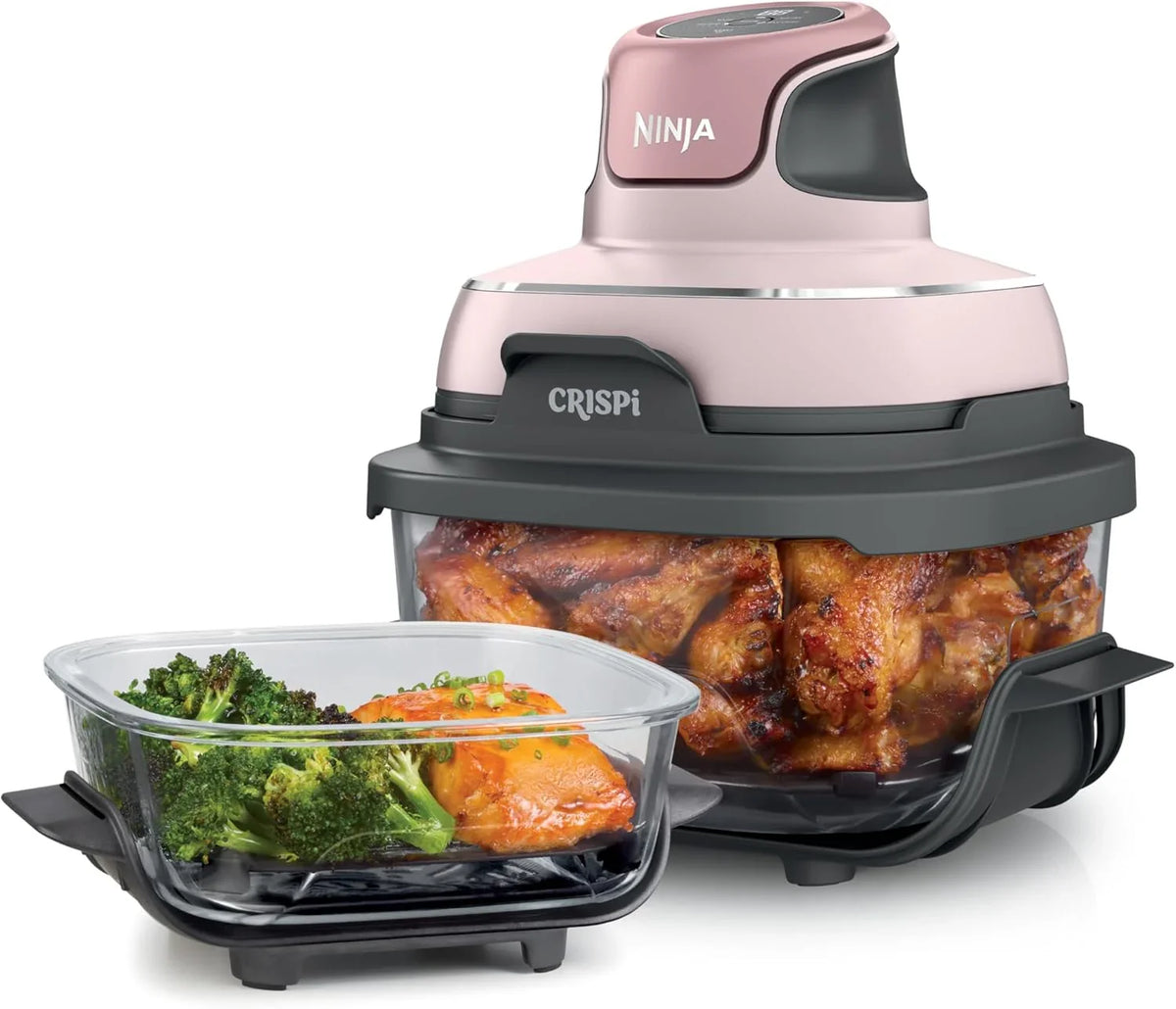 Air fryer can be used in conjunction with microwave ovens, refrigerators and dishwashers. It is made of non-toxic glass material and features a portable cooking system with a capacity of 4 gallons. It comes with 6 glass containers and a sealing lid,
