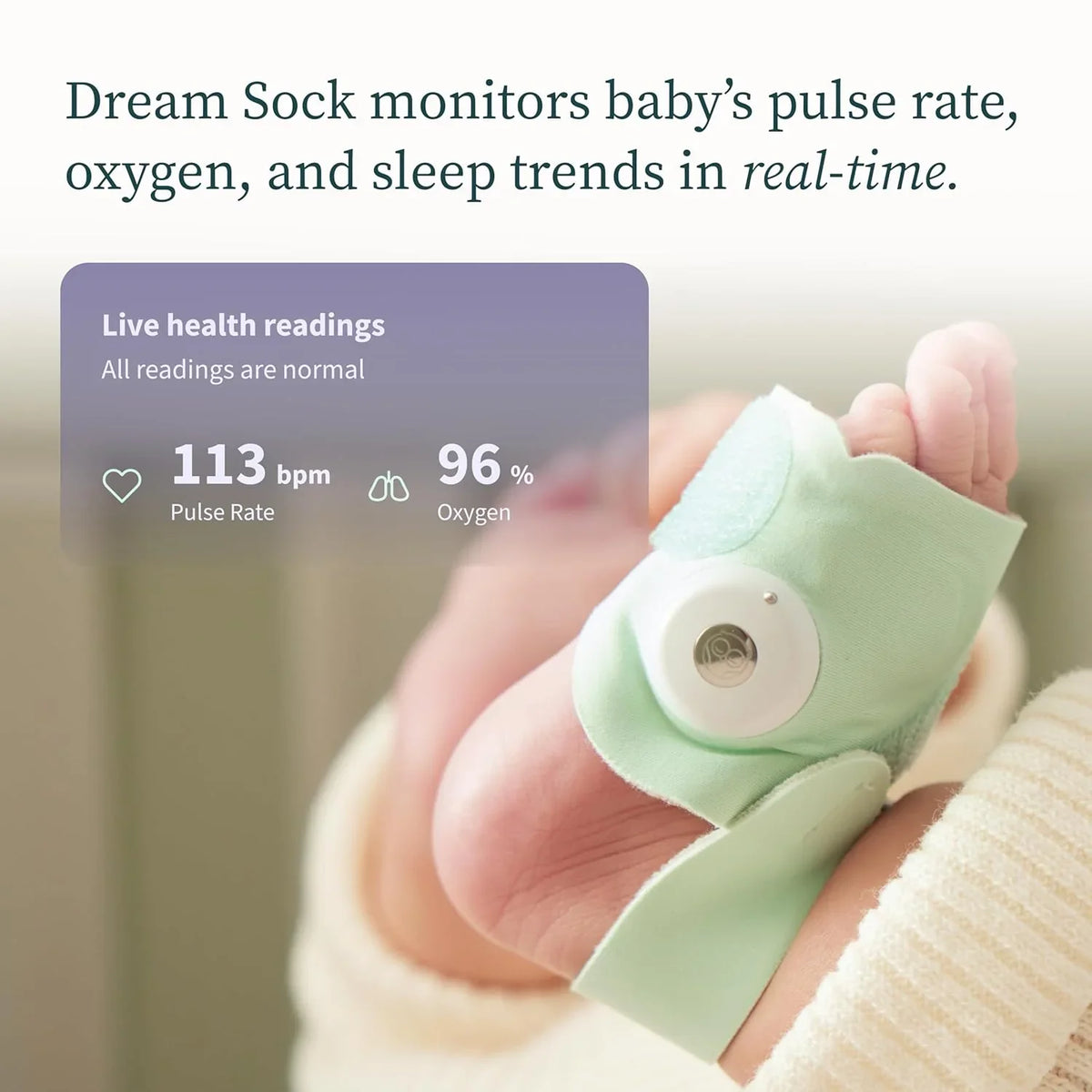 Two-channel camera tracking and notification function, which can monitor the baby's heart rate and blood oxygen level in real time, and display the results in 1080p high-definition through WiFi video for viewing.