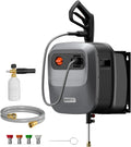 Pressure Washer G20 Pro, 2500 PSI 2.2 GPM, 180° Wall Mounted Power Washer, Auto-retract with 65FT Hose Reel, 5 Nozzles for Floor/Cars/Fences/Patios, Dark Silver