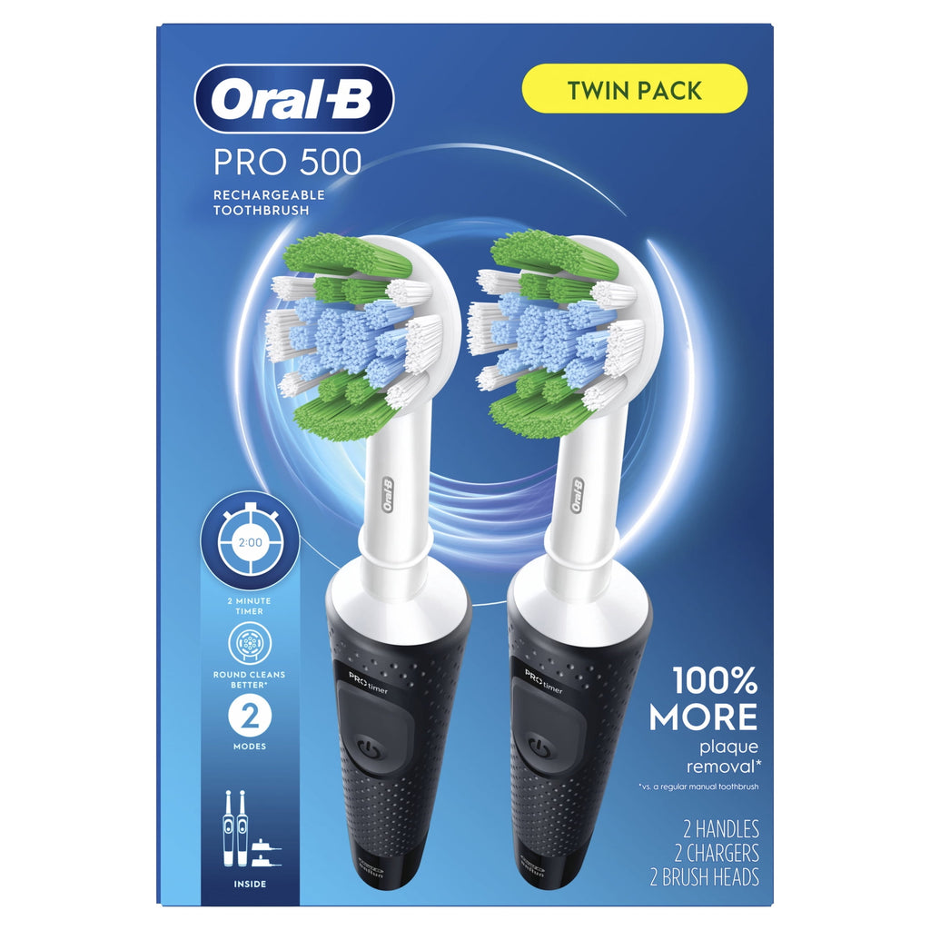 Toothbrush, Pro 500 Electric Toothbrush with (1) Brush Head, Black, for and Children 3+