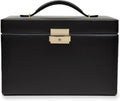 Medium-sized jewelry box, made of tin - 28 compartments, 10 spaces for storing rings, 20 slots for ear piercings 10 compartments for storing necklaces - Includes a handbag