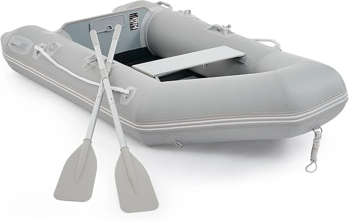7.5ft Inflatable Dinghy Boat, 2 Person 660lb Transom Sport Tender Boat with Pump Aluminum Oars Floor, Heavy Duty Inflatable Raft Kayak for Adults