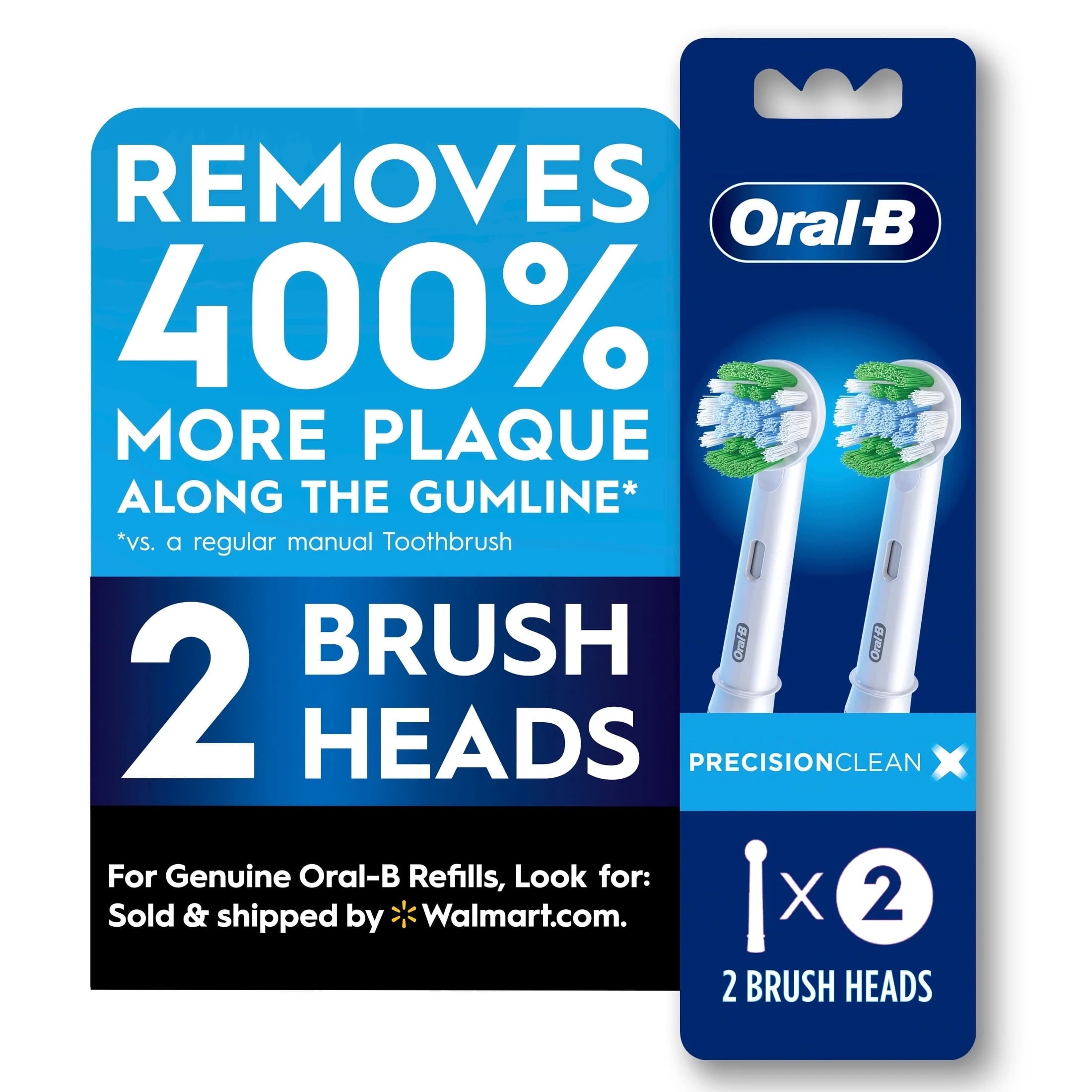 ‑B Toothbrush, PrecisionCleanX Electric Toothbrush Heads with X‑Filament, 2 Count