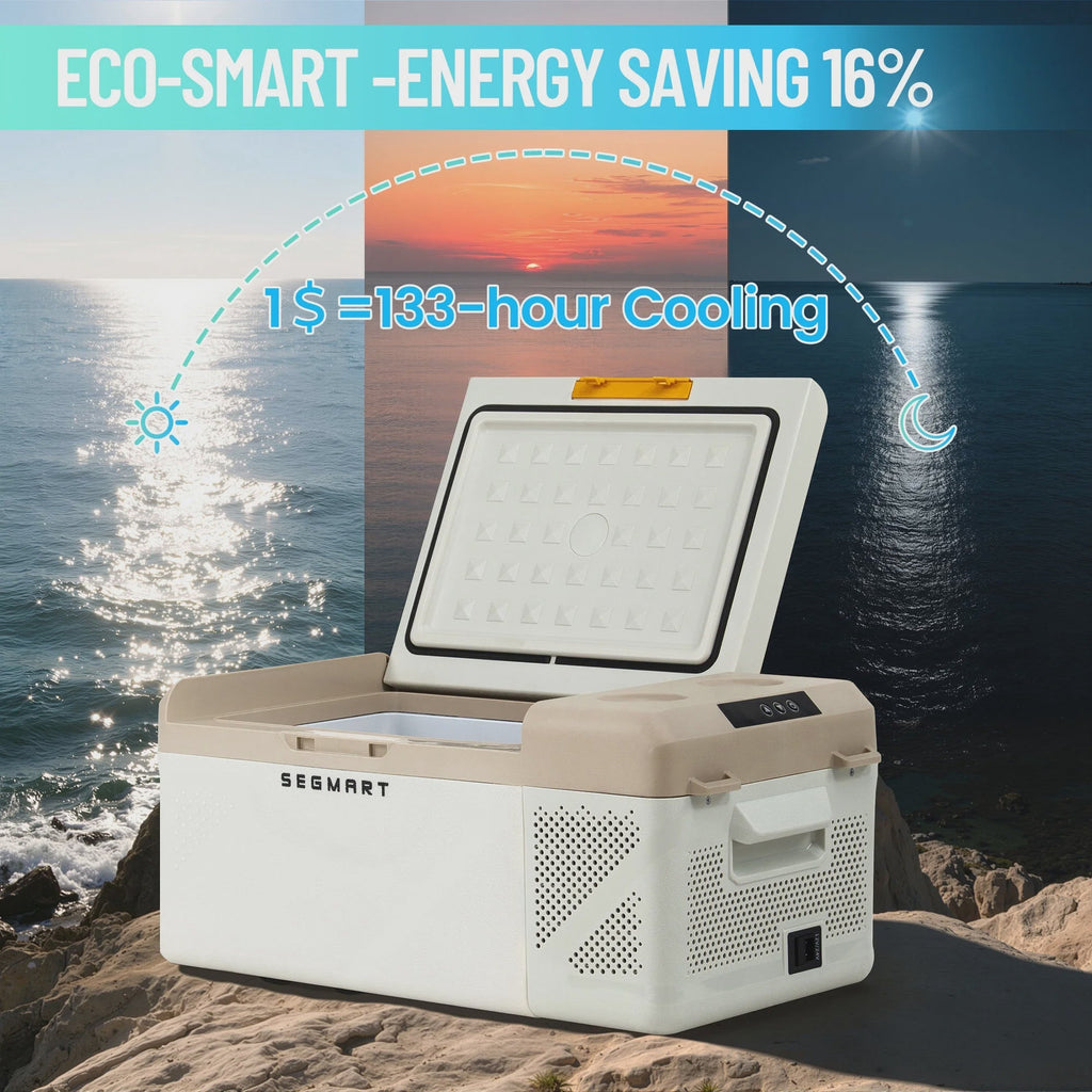 16.8QT Mini Fridge, Syngar Electric Cooler with 2 Plugs for Bedroom, Dorm RV Use, Portable Car Refrigerator for Camping, 60W, 24V/110V,...