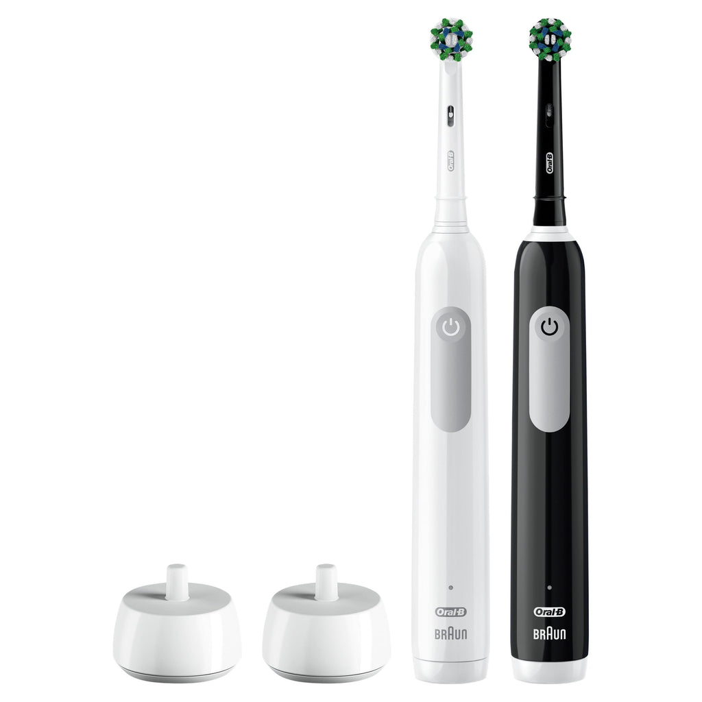Toothbrush, Pro 1000 CrossAction Rechargeable Electric Toothbrush Pack, Black and White, 2 Count