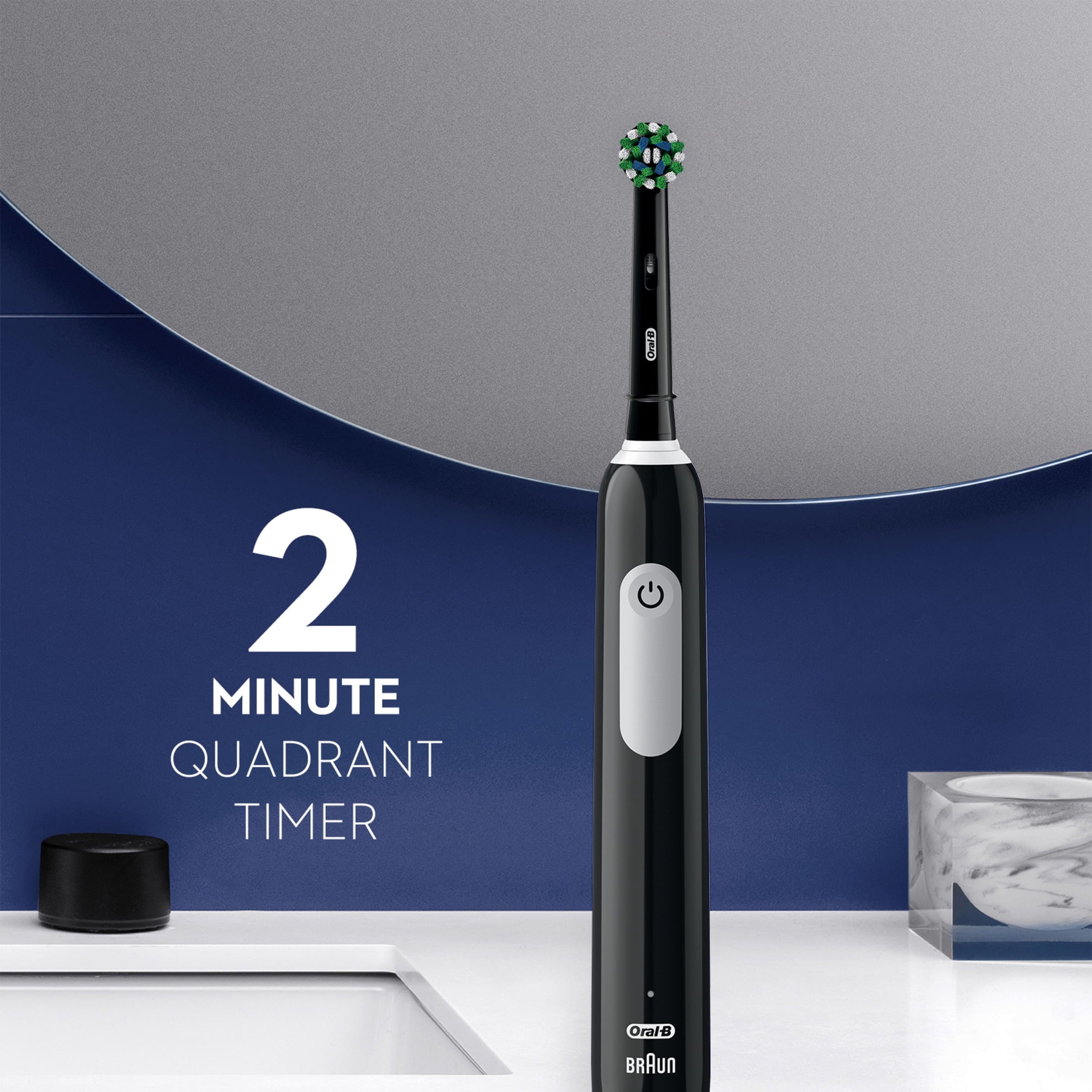 Toothbrush, Pro 1000 CrossAction Rechargeable Electric Toothbrush Pack, Black and White, 2 Count