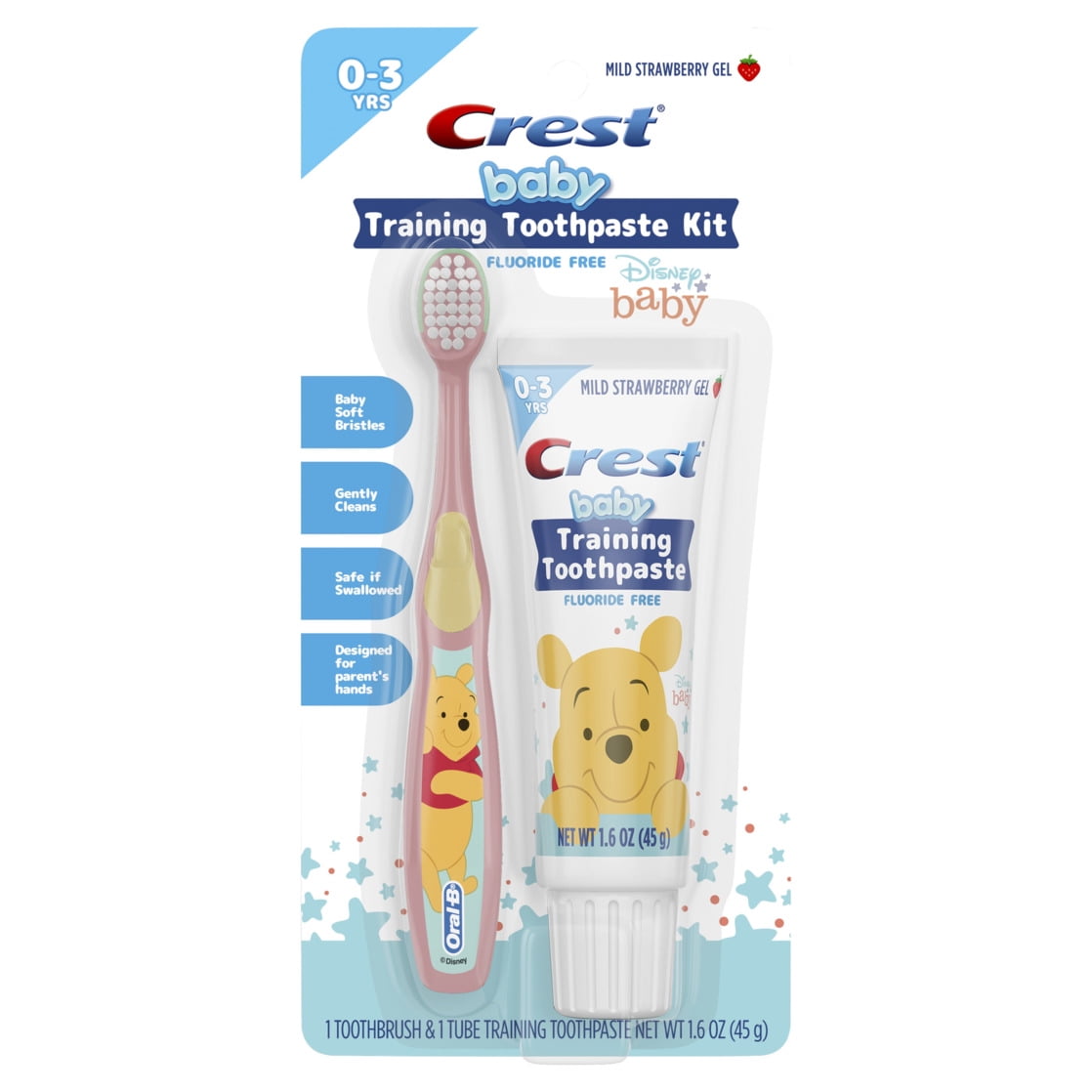 Training Toothpaste and Brush, Fluoride Free, Strawberry 1.6 oz