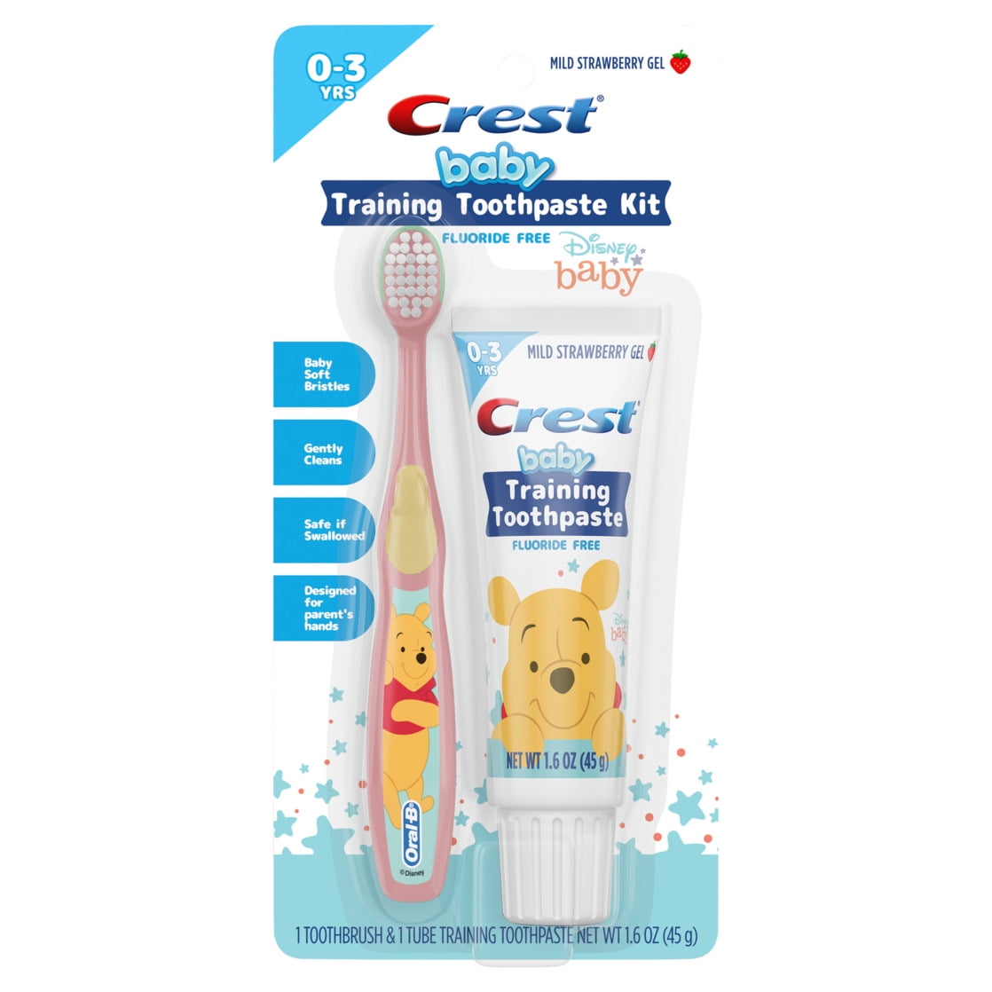 Training Toothpaste and Brush, Fluoride Free, Strawberry 1.6 oz