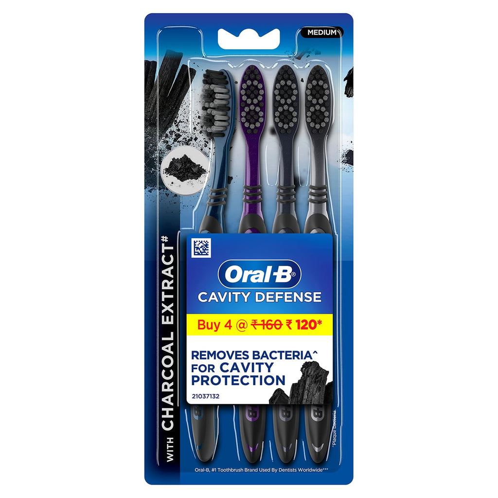 Cavity Defense 123 Black Toothbrush Medium (Pack of 4)