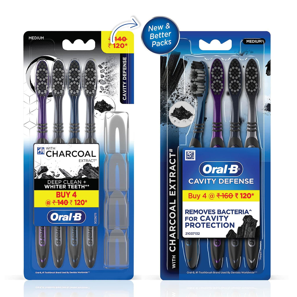 Cavity Defense 123 Black Toothbrush Medium (Pack of 4)