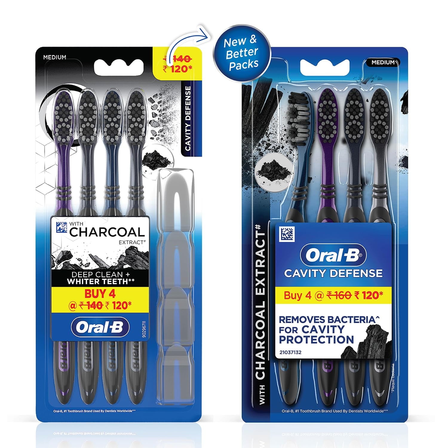 Cavity Defense 123 Black Toothbrush Medium (Pack of 4)
