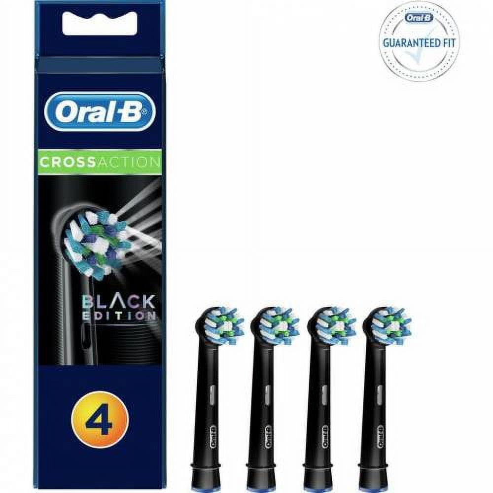 CrossAction Replacement Black Toothbrush Heads, Pack of 4