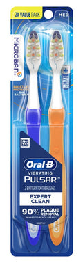 Toothbrush Pulsar Medium 2 Count Battery Powered (Pack of 3)