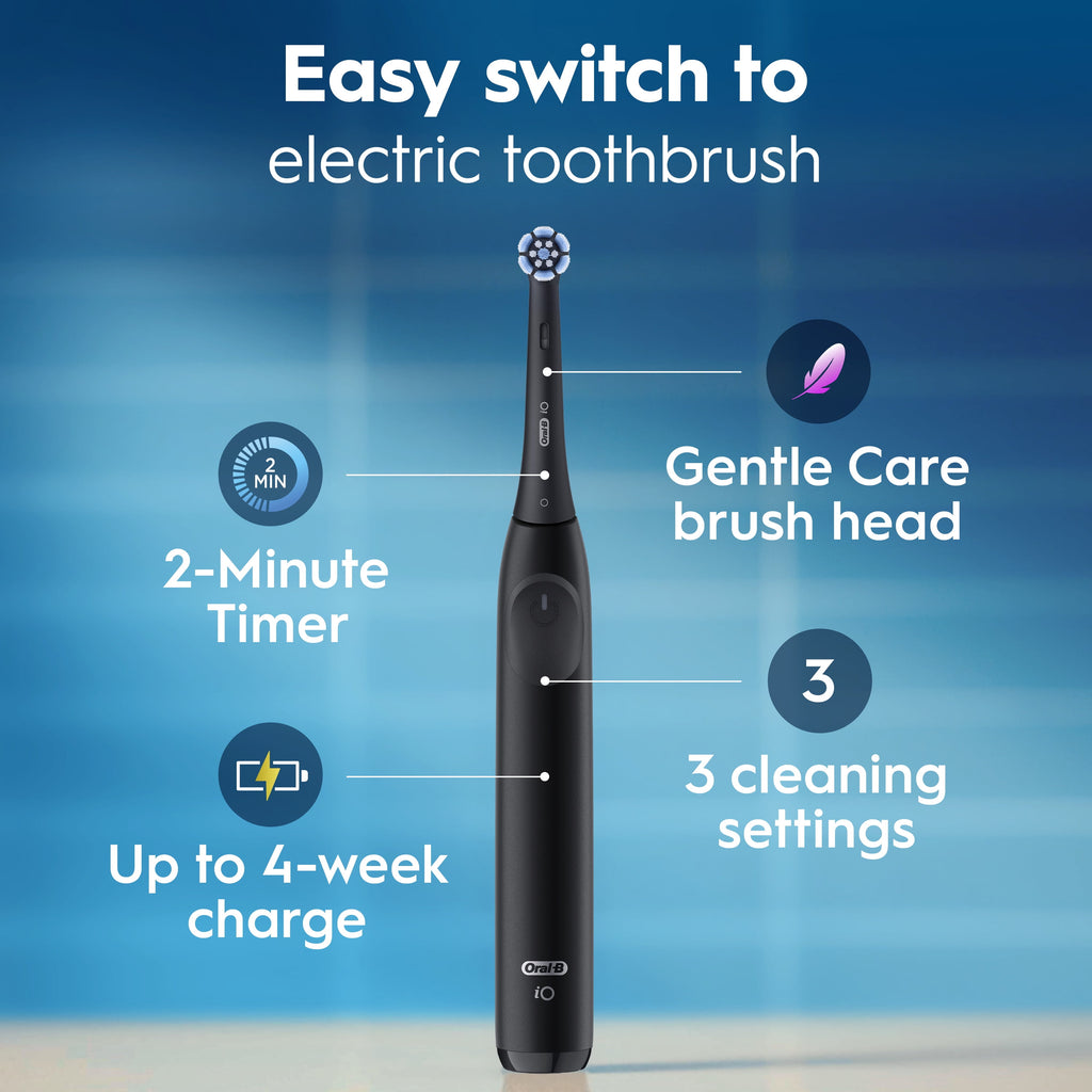 Toothbrush, iO Series 2 Rechargeable Electric Toothbrush for &amp; Kids 3+, Night Black, 1 Gentle Care Brush Head