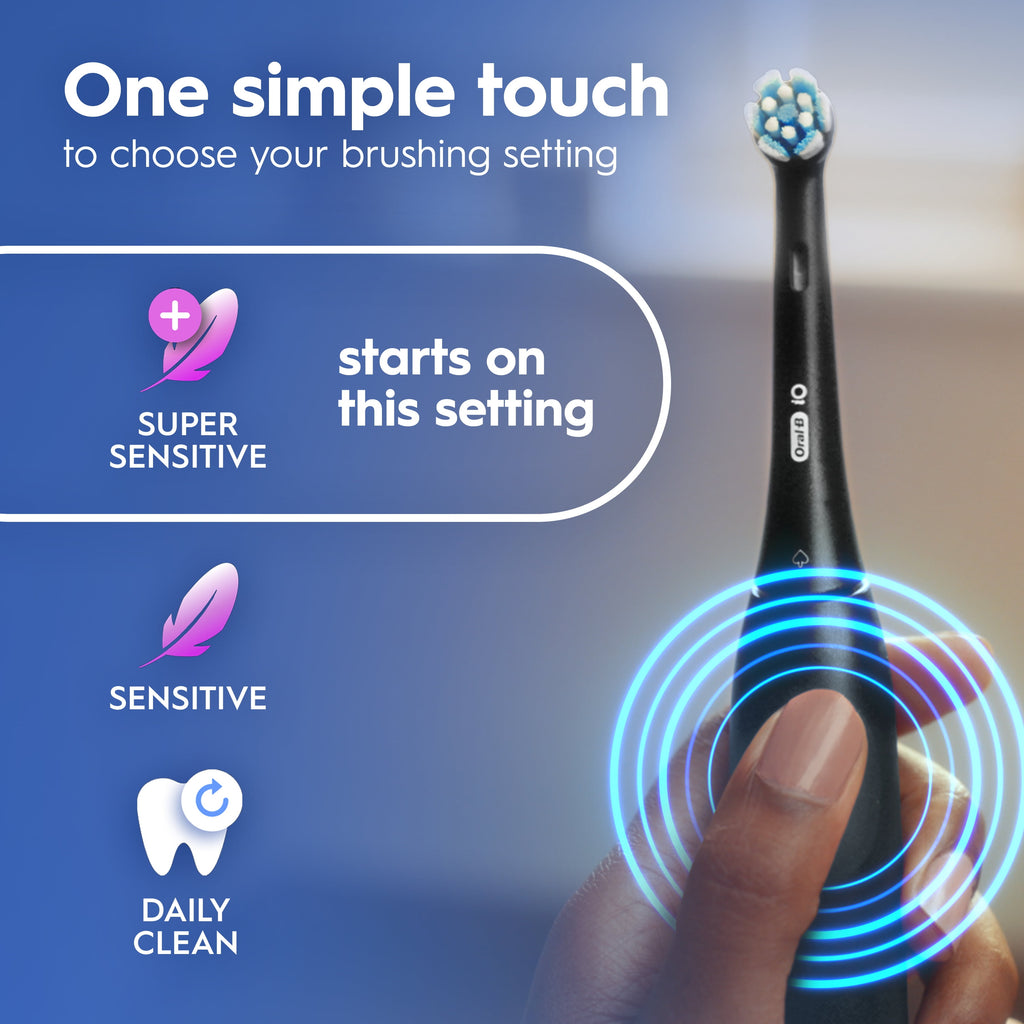 Toothbrush, iO Series 2 Rechargeable Electric Toothbrush for &amp; Kids 3+, Night Black, 1 Gentle Care Brush Head