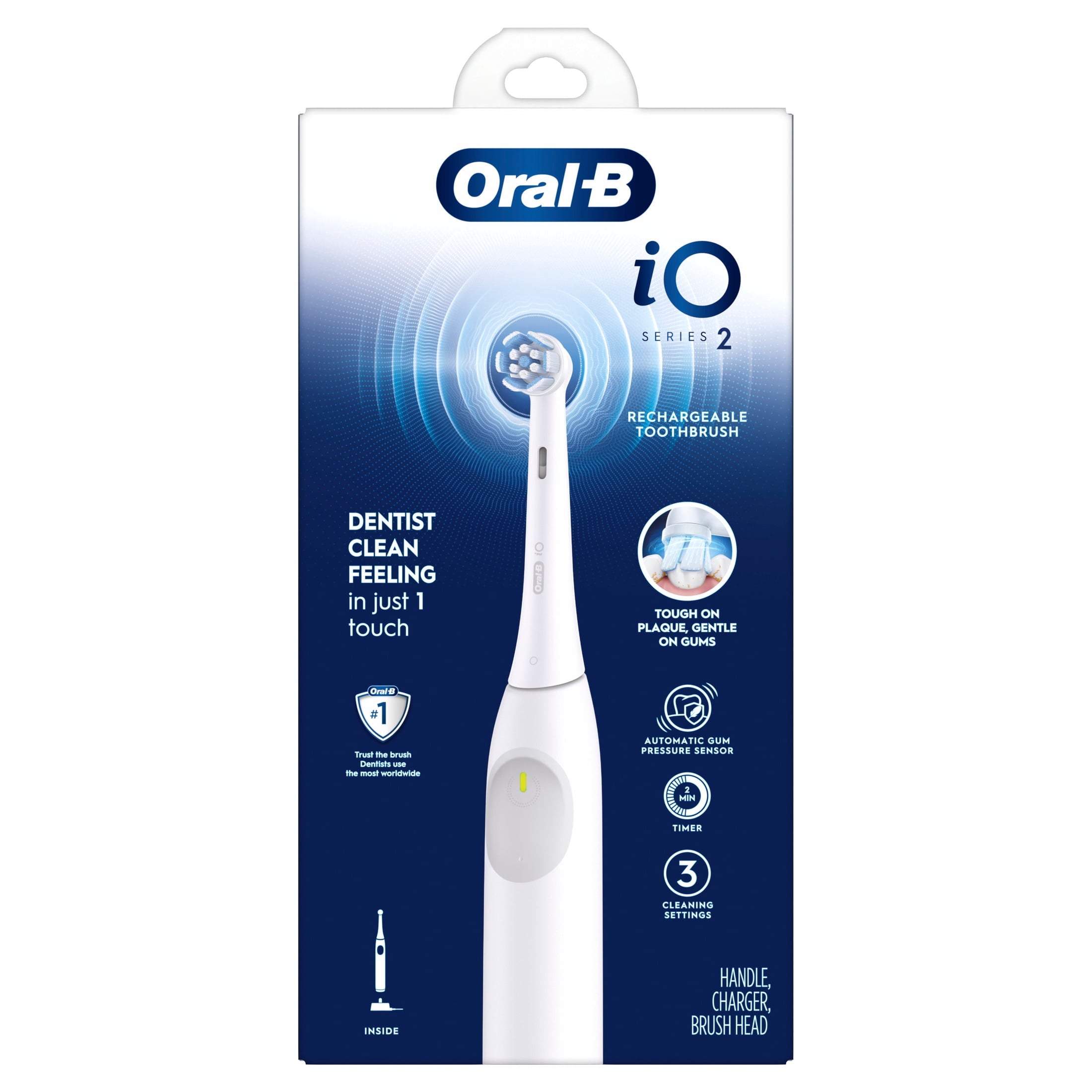 Toothbrush, iO Series 2 Rechargeable Electric Toothbrush for &amp; Kids 3+, Night Black, 1 Gentle Care Brush Head