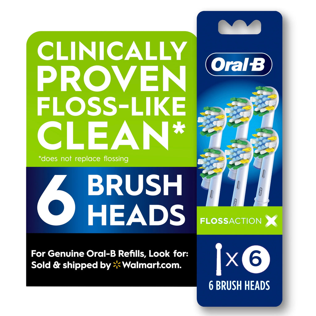 Toothbrush Heads, FlossActionX X-Filament Replacement Brush Heads, 6 Count