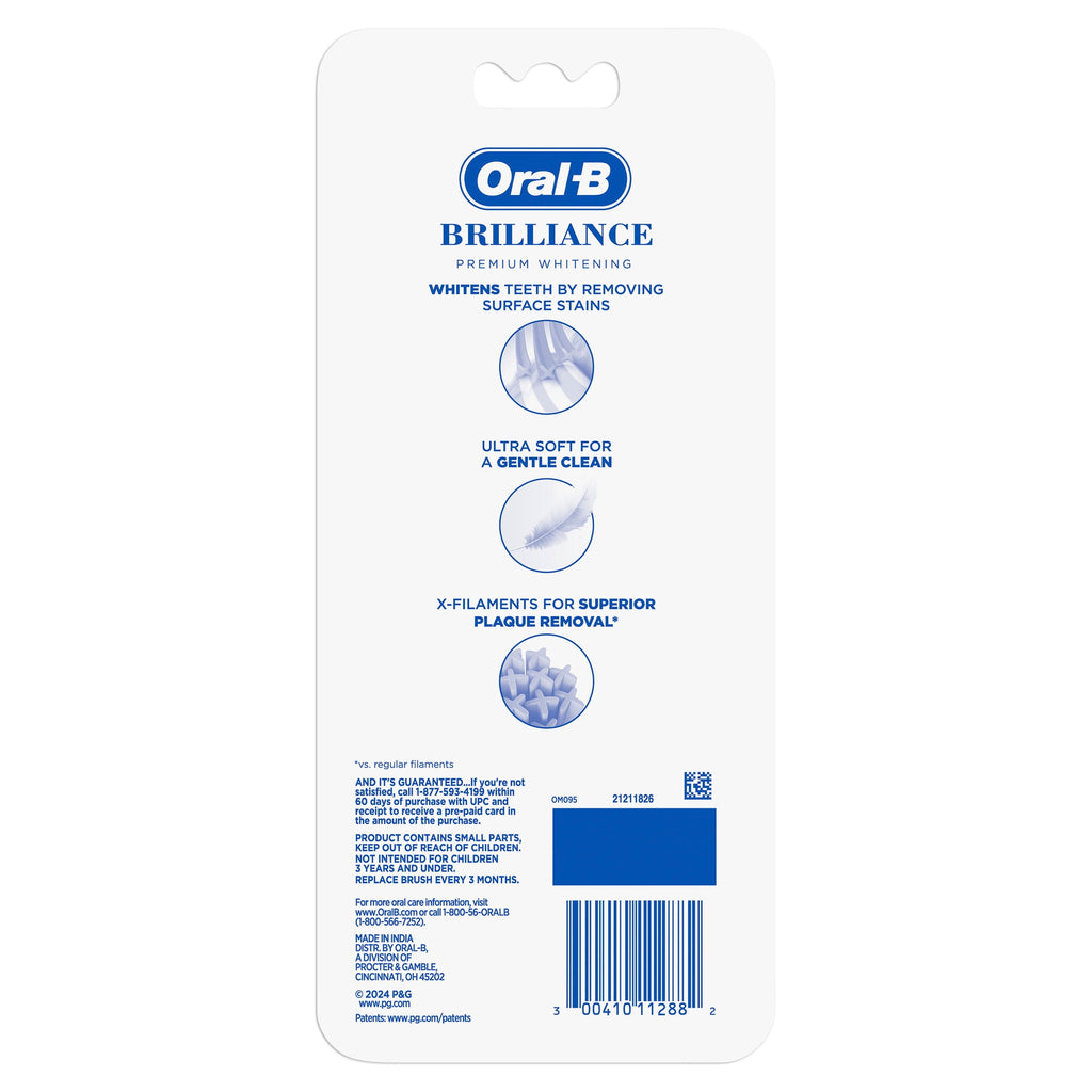Toothbrush Pro Whitening Brilliance, Extra Soft, Black, C, and Teal, 4 Count