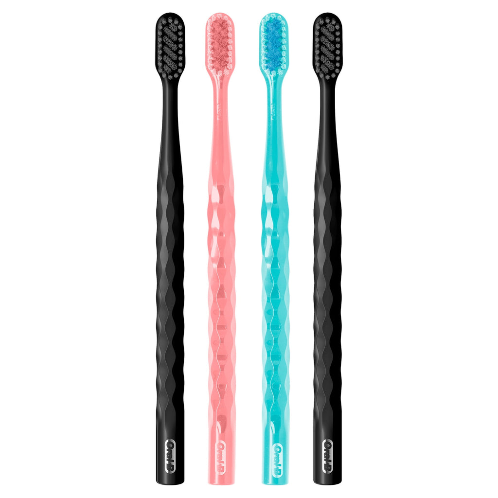 Toothbrush Pro Whitening Brilliance, Extra Soft, Black, C, and Teal, 4 Count