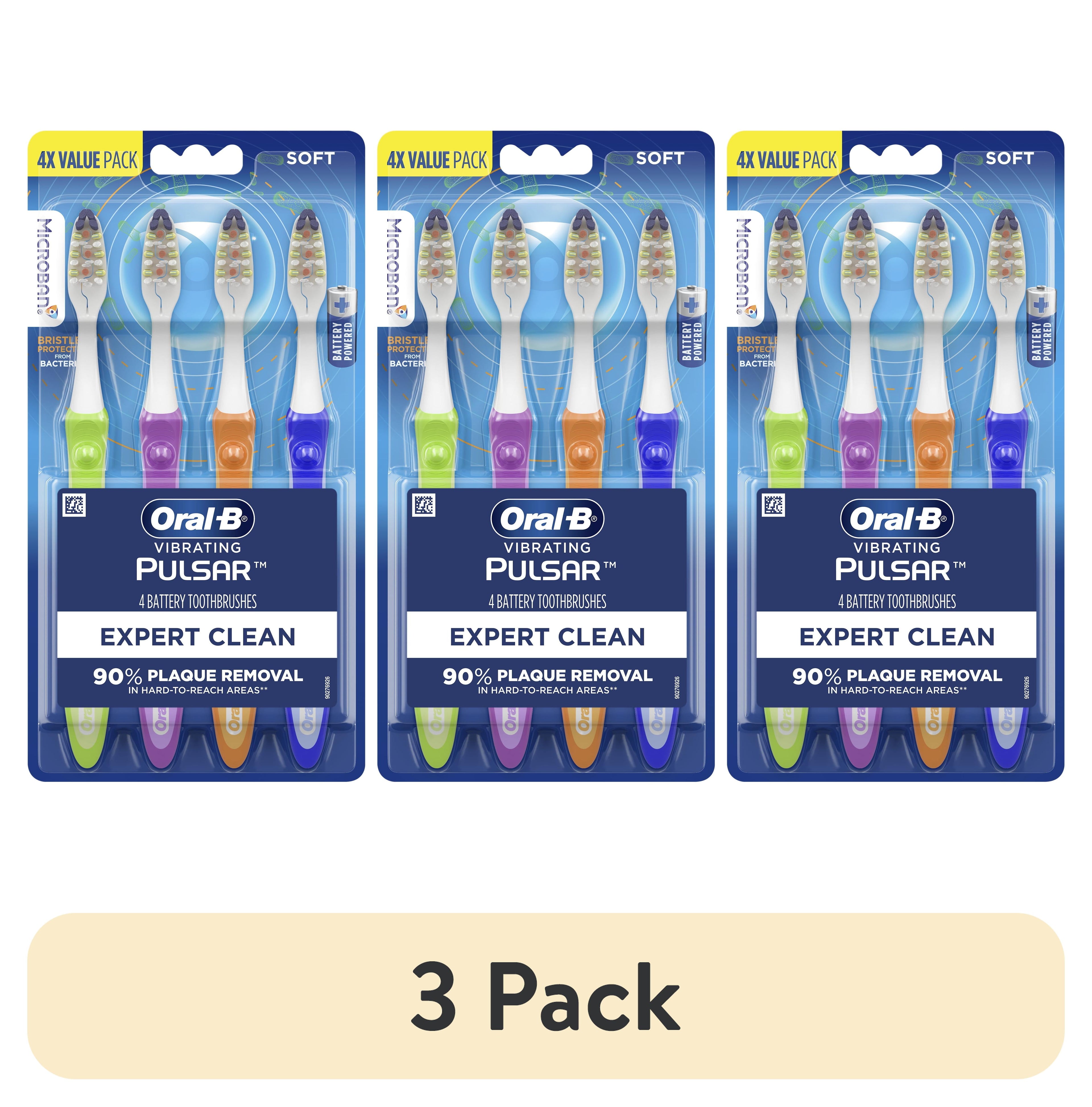 Toothbrush, Vibrating Expert Clean Battery Toothbrush Pack, Soft, 4 Count, Adults and Children 3+