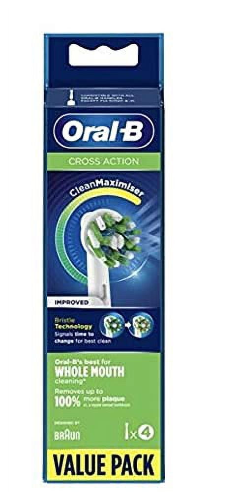 Cross Action Electric Toothbrush Replacement Brush Heads Refill with Clean Maximiser Technology 4Count