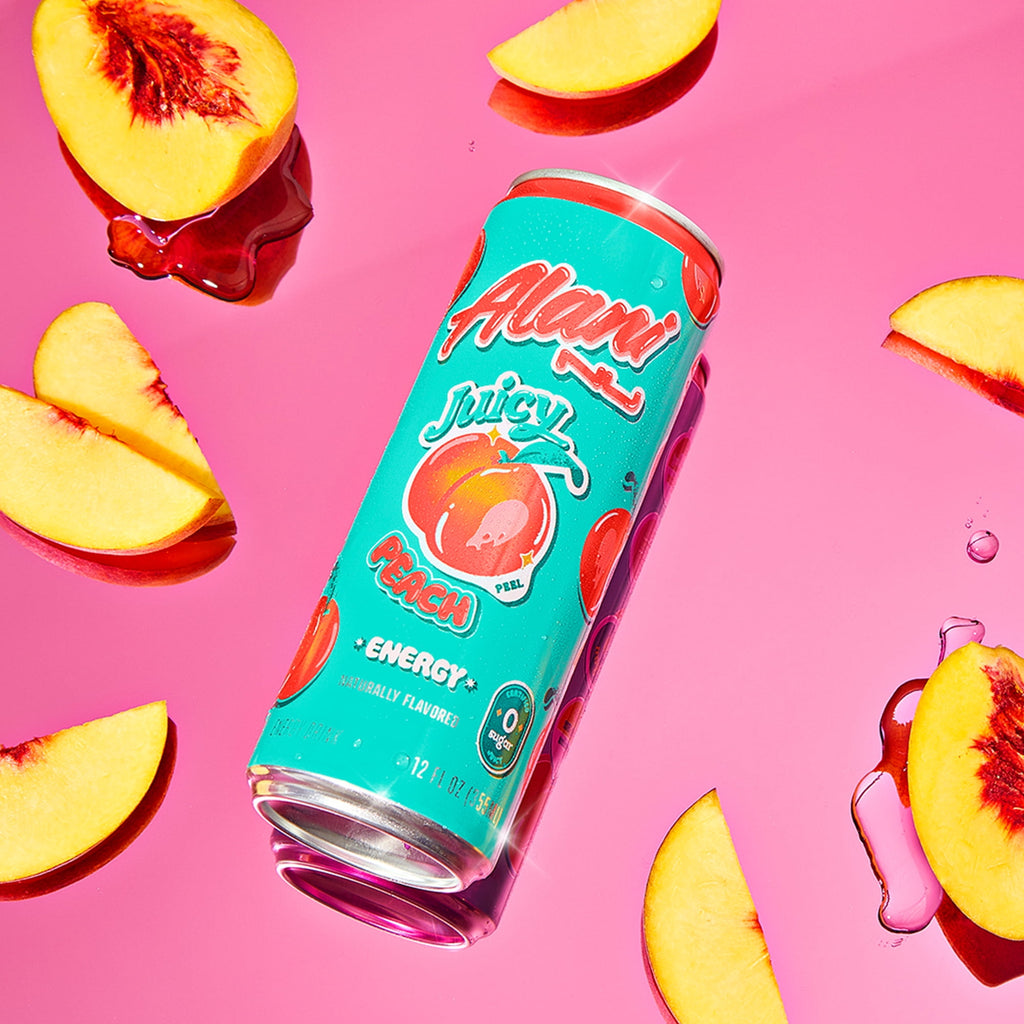 Sugar Free Energy Drink, Juicy Peach, 12 fl oz, 6 Pack, Cans, 200mg Caffeine