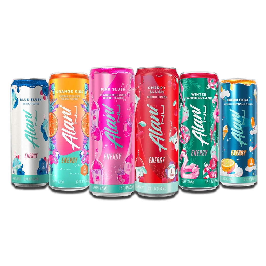 New  Energy Drink Variety Pack Pink Slush, Blue Slush, Cherry Slush, Orange Kiss, Winter Wonderland, Dream Float, Sugar-Free, 12 fl oz Low-Calorie Energy Boost Drink (Pack of 6)