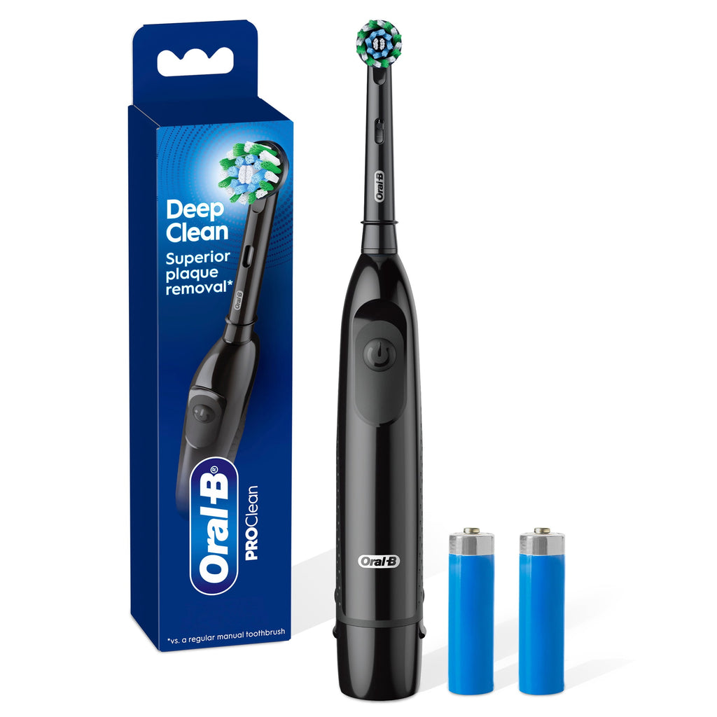 Toothbrush, ProClean CrossAction, Battery Powered Electric Toothbrush, Black for and Children 3+