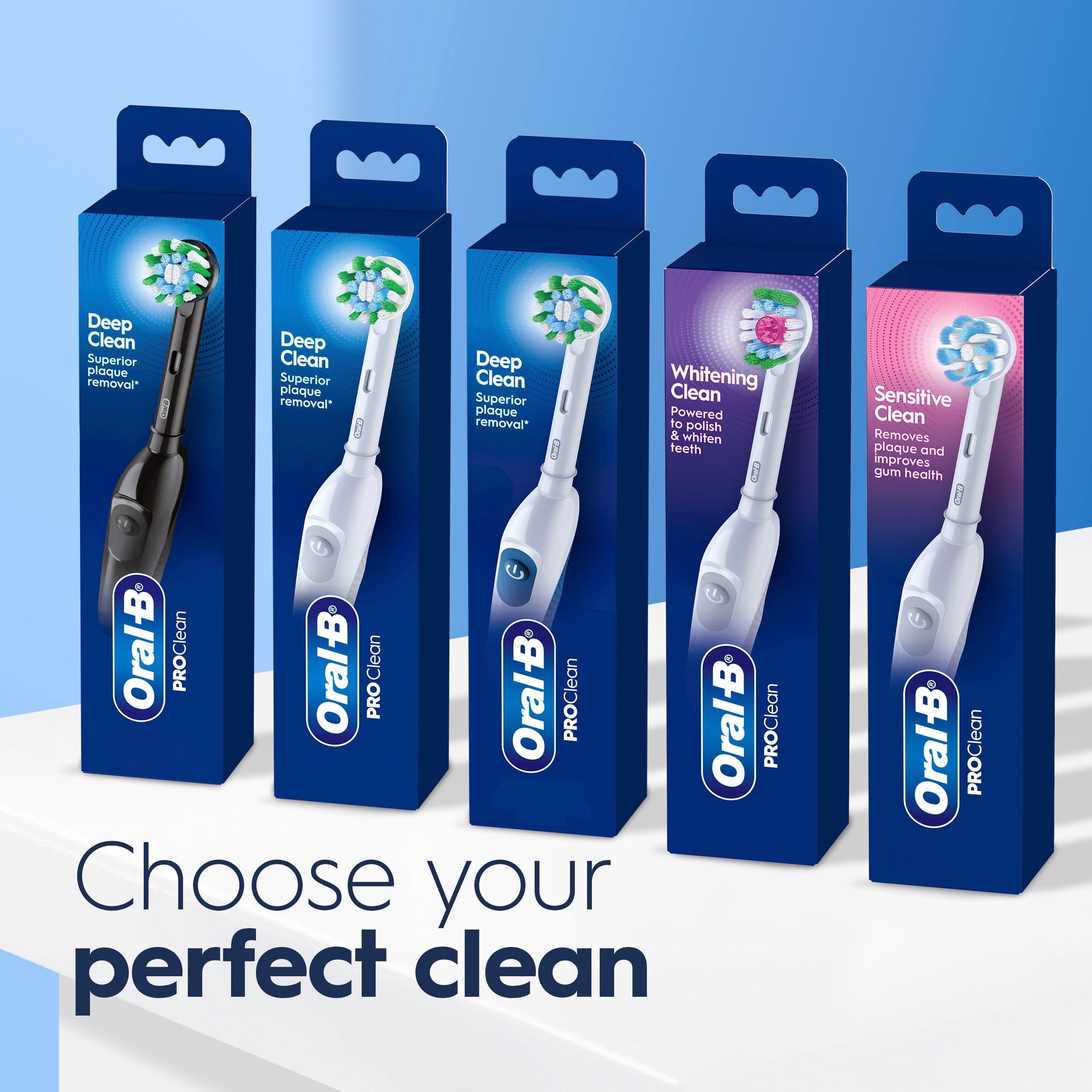 Toothbrush, ProClean CrossAction, Battery Powered Electric Toothbrush, Black for and Children 3+