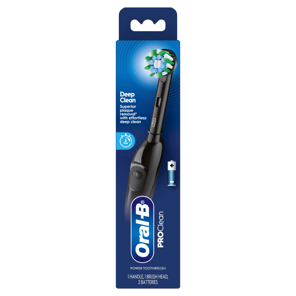 Toothbrush, ProClean CrossAction, Battery Powered Electric Toothbrush, Black for and Children 3+