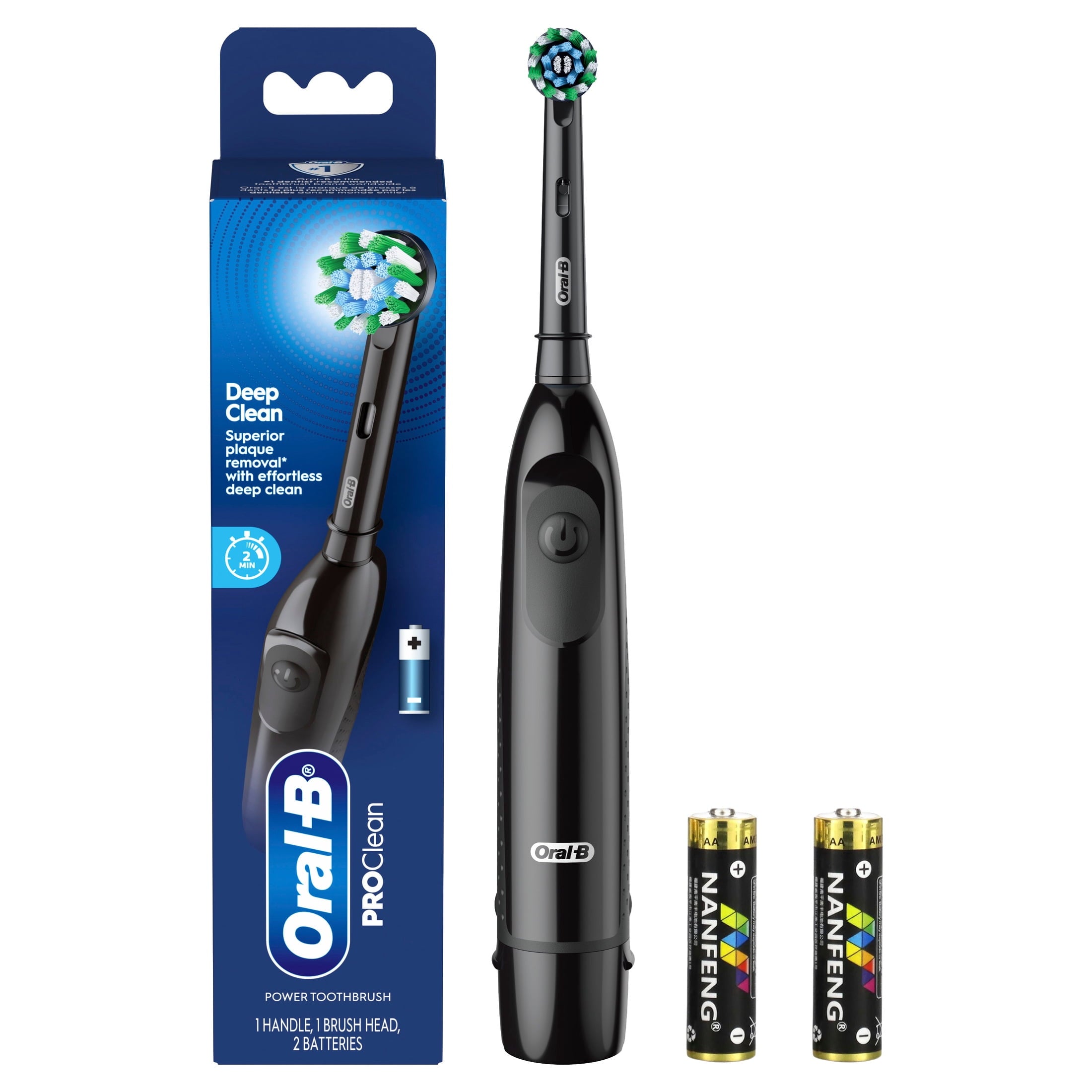 Toothbrush, ProClean CrossAction, Battery Powered Electric Toothbrush, Black for and Children 3+