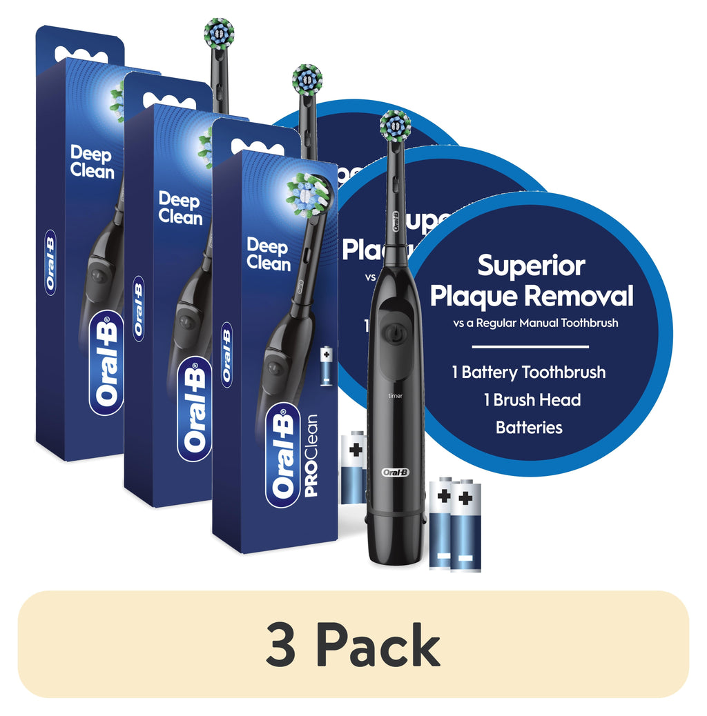 Toothbrush, ProClean CrossAction, Battery Powered Electric Toothbrush, Black for and Children 3+