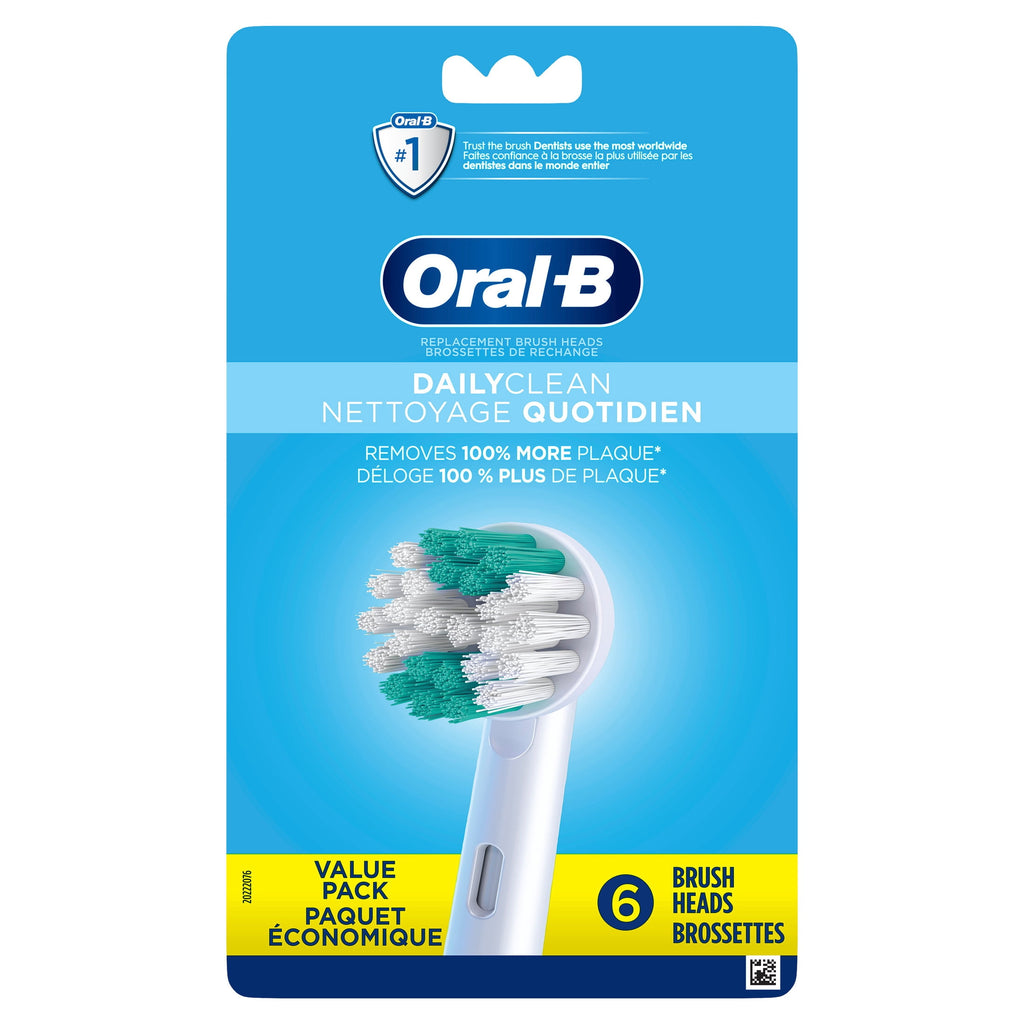 ‑B Daily Clean Electric Toothbrush Replacement Heads, 6 Count