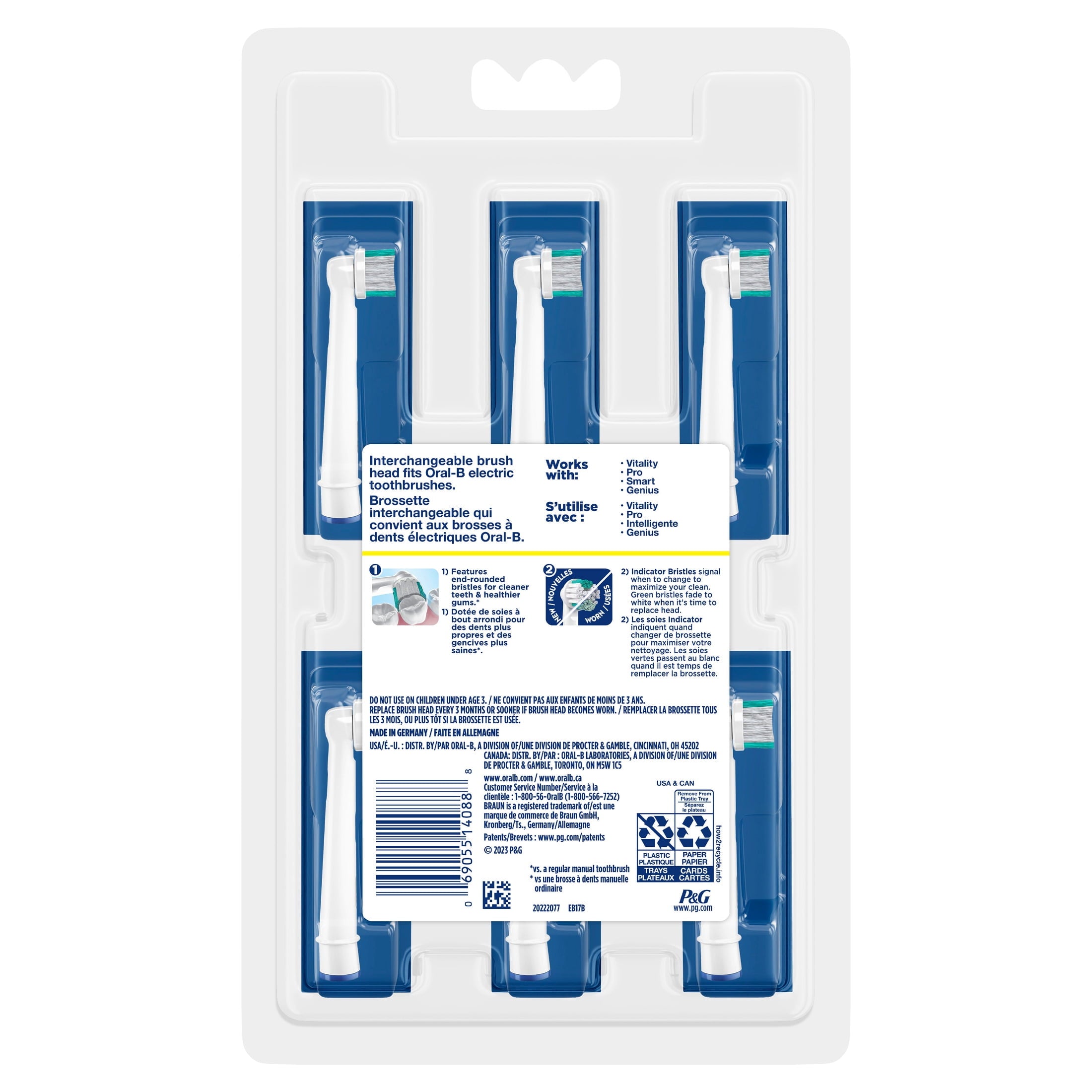 ‑B Daily Clean Electric Toothbrush Replacement Heads, 6 Count
