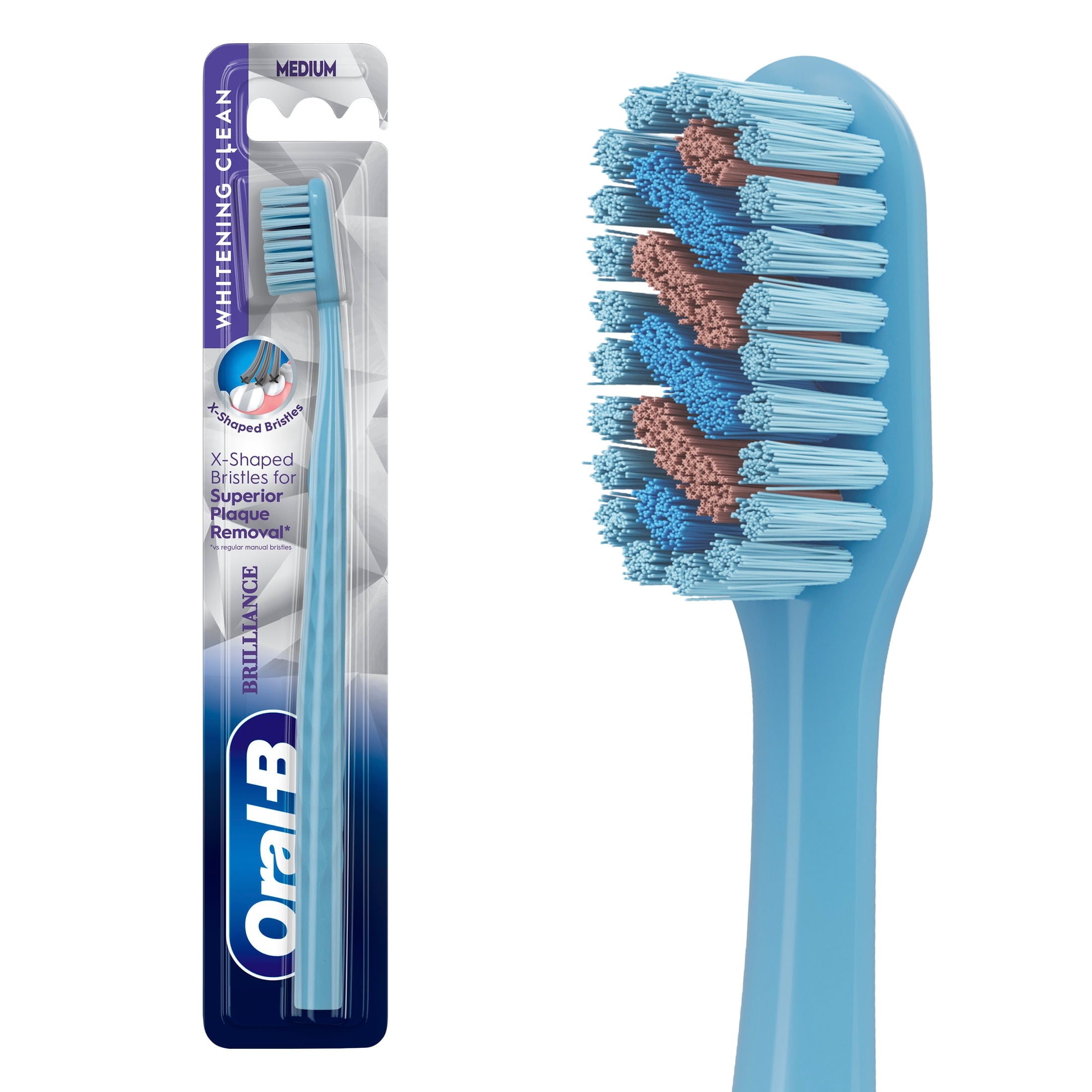 Toothbrush Pro Whitening Brilliance, Extra Soft, Black and Teal, 2 Count