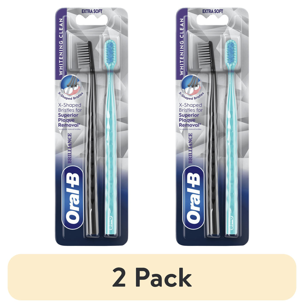 (2 pack)  Toothbrush Pro Whitening Brilliance, Extra Soft, Black and Teal, 2 Count