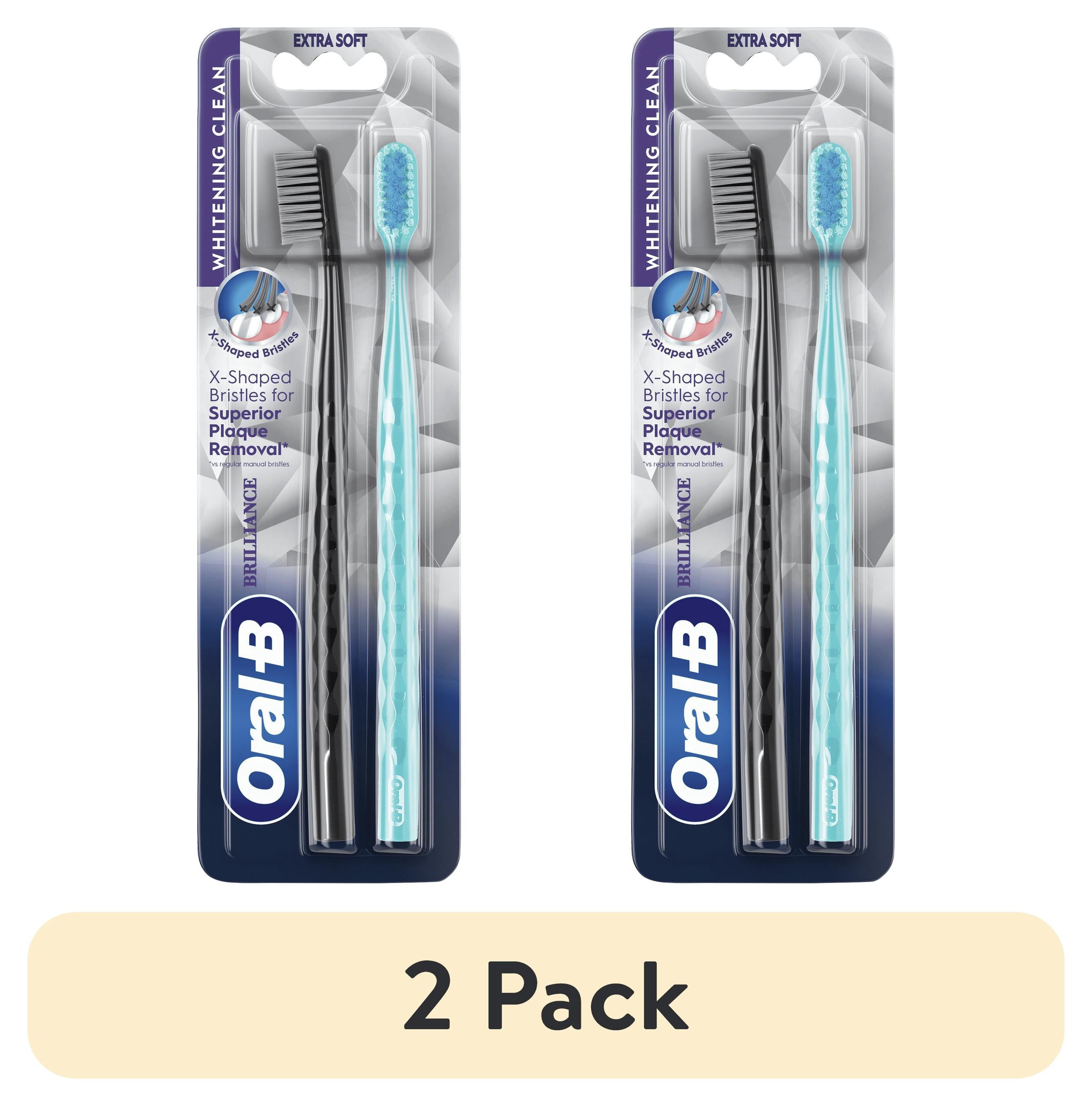 (2 pack)  Toothbrush Pro Whitening Brilliance, Extra Soft, Black and Teal, 2 Count