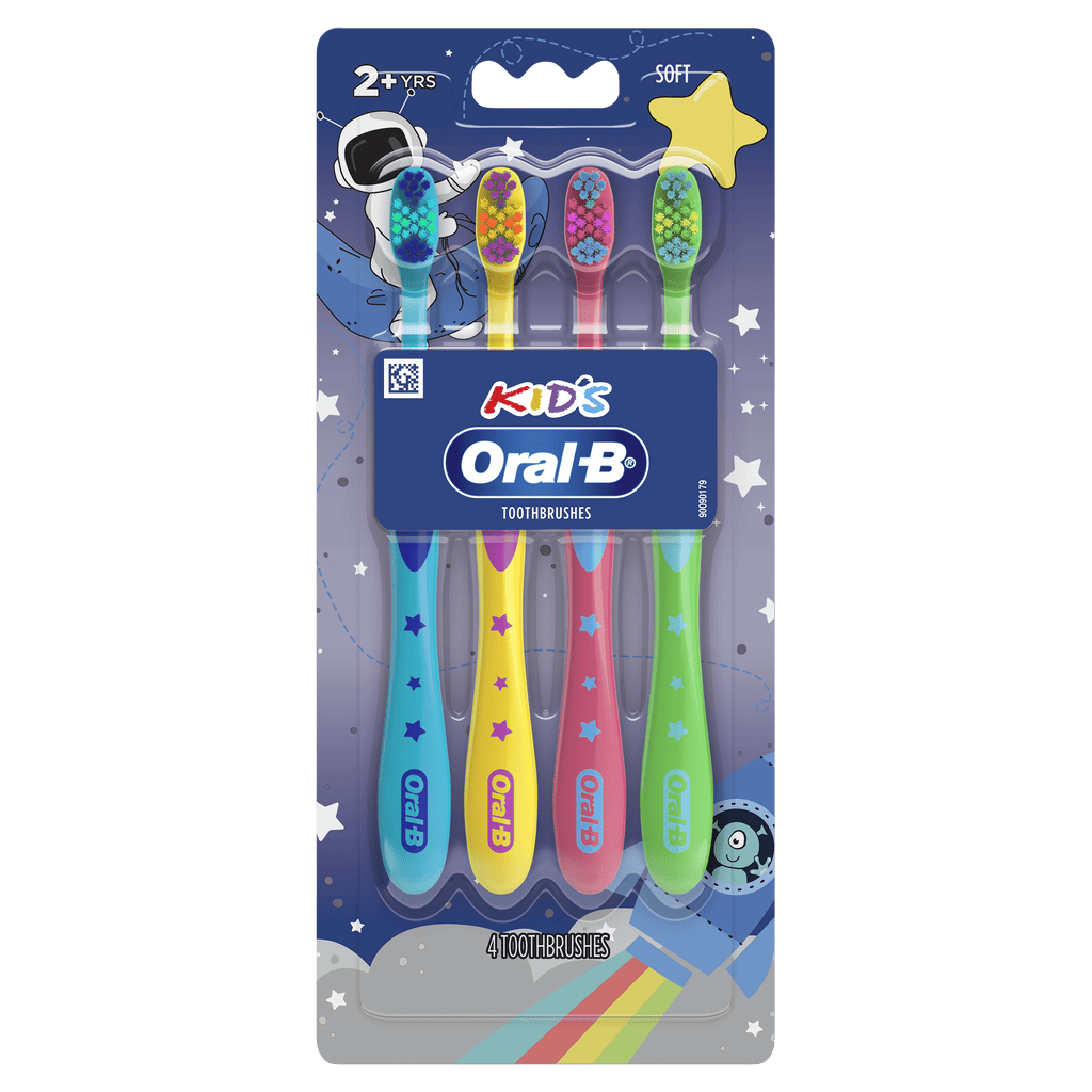 Kids Toothbrush with Space Designs, Extra Soft Bristles, 4 Pack, for Ages 2+