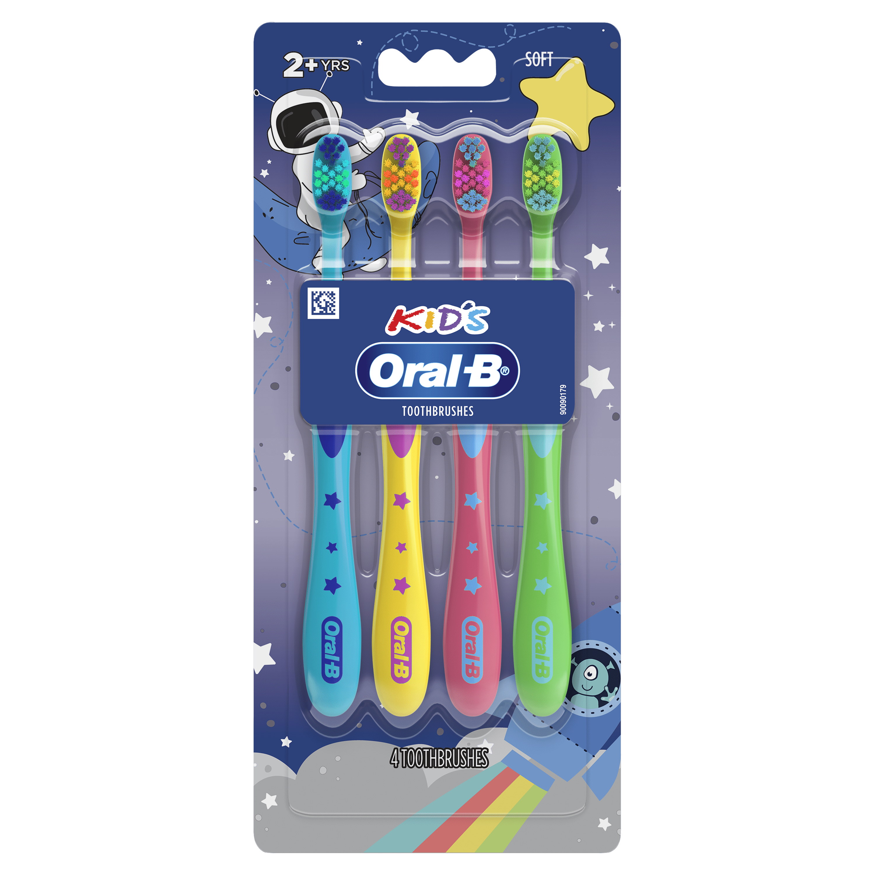 Kids Toothbrush with Space Designs, Extra Soft Bristles, 4 Pack, for Ages 2+