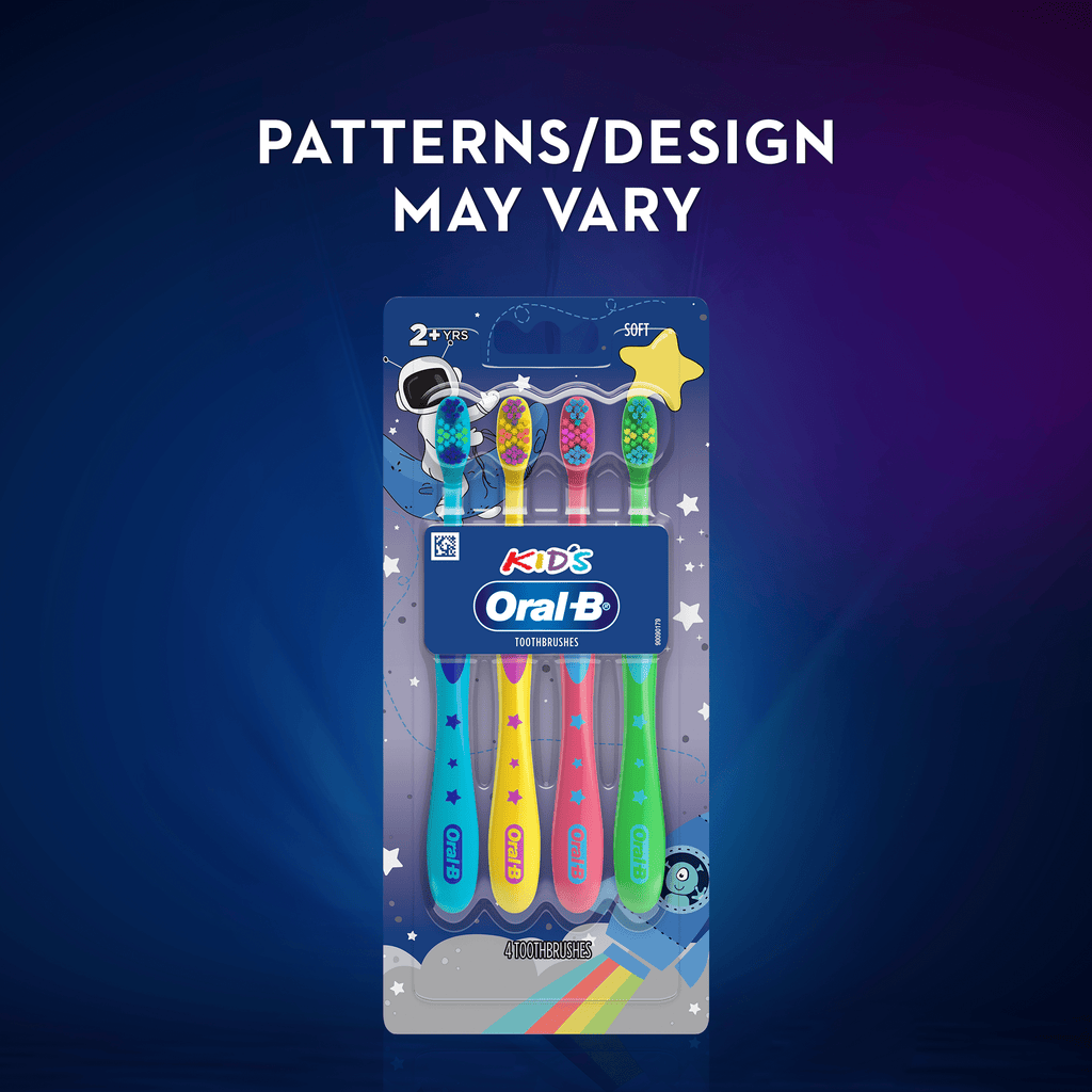 Kids Toothbrush with Space Designs, Extra Soft Bristles, 4 Pack, for Ages 2+