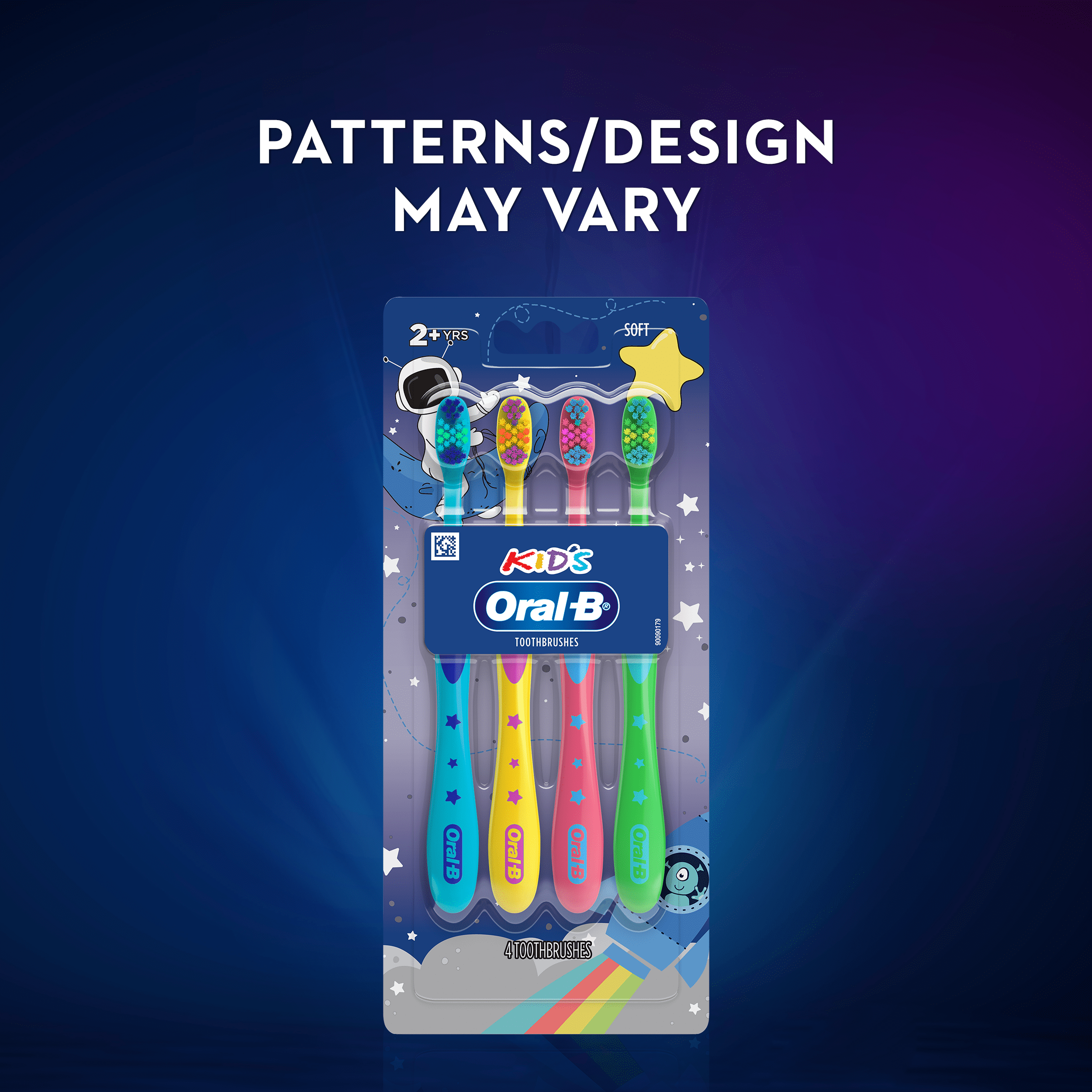 Kids Toothbrush with Space Designs, Extra Soft Bristles, 4 Pack, for Ages 2+