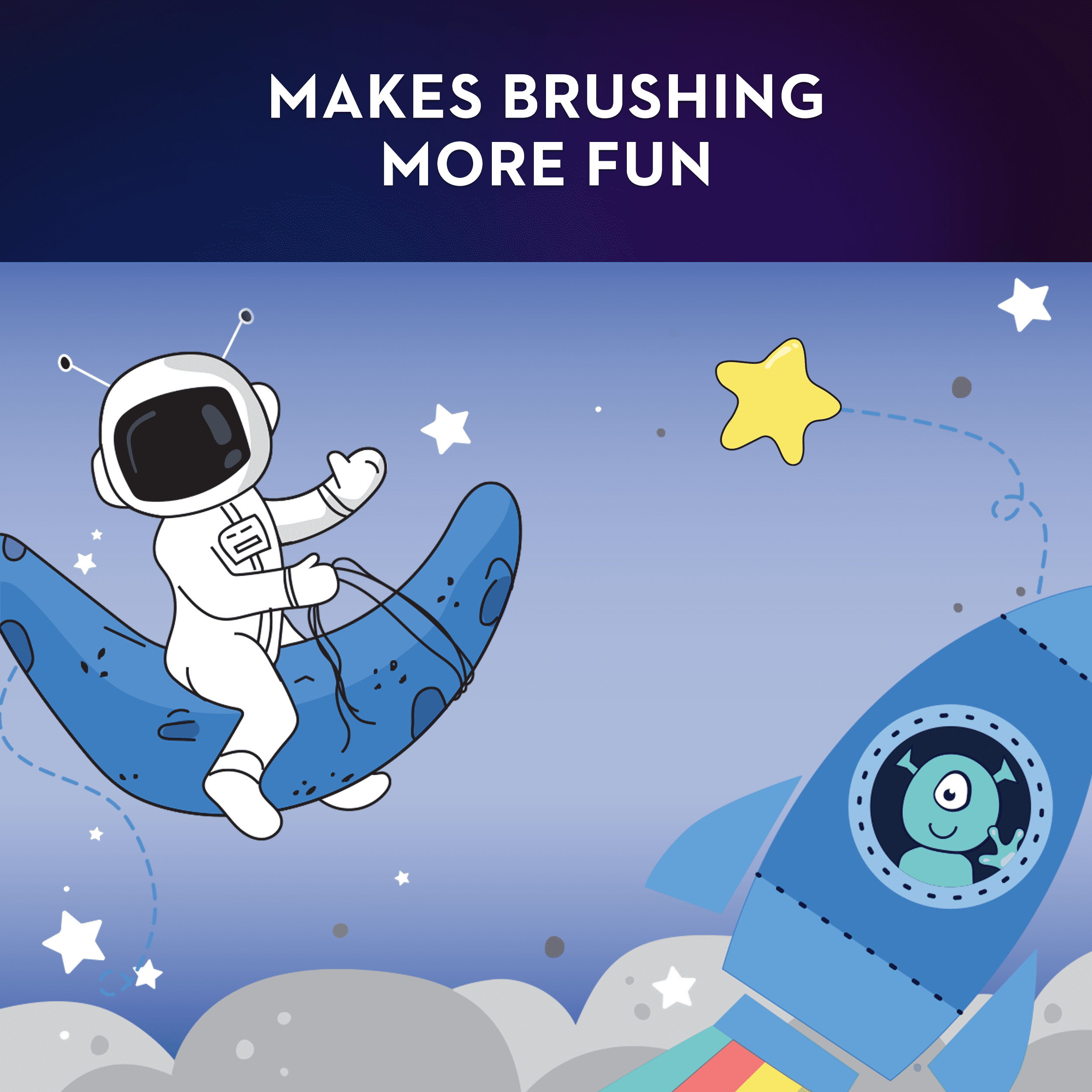 Kids Toothbrush with Space Designs, Extra Soft Bristles, 4 Pack, for Ages 2+