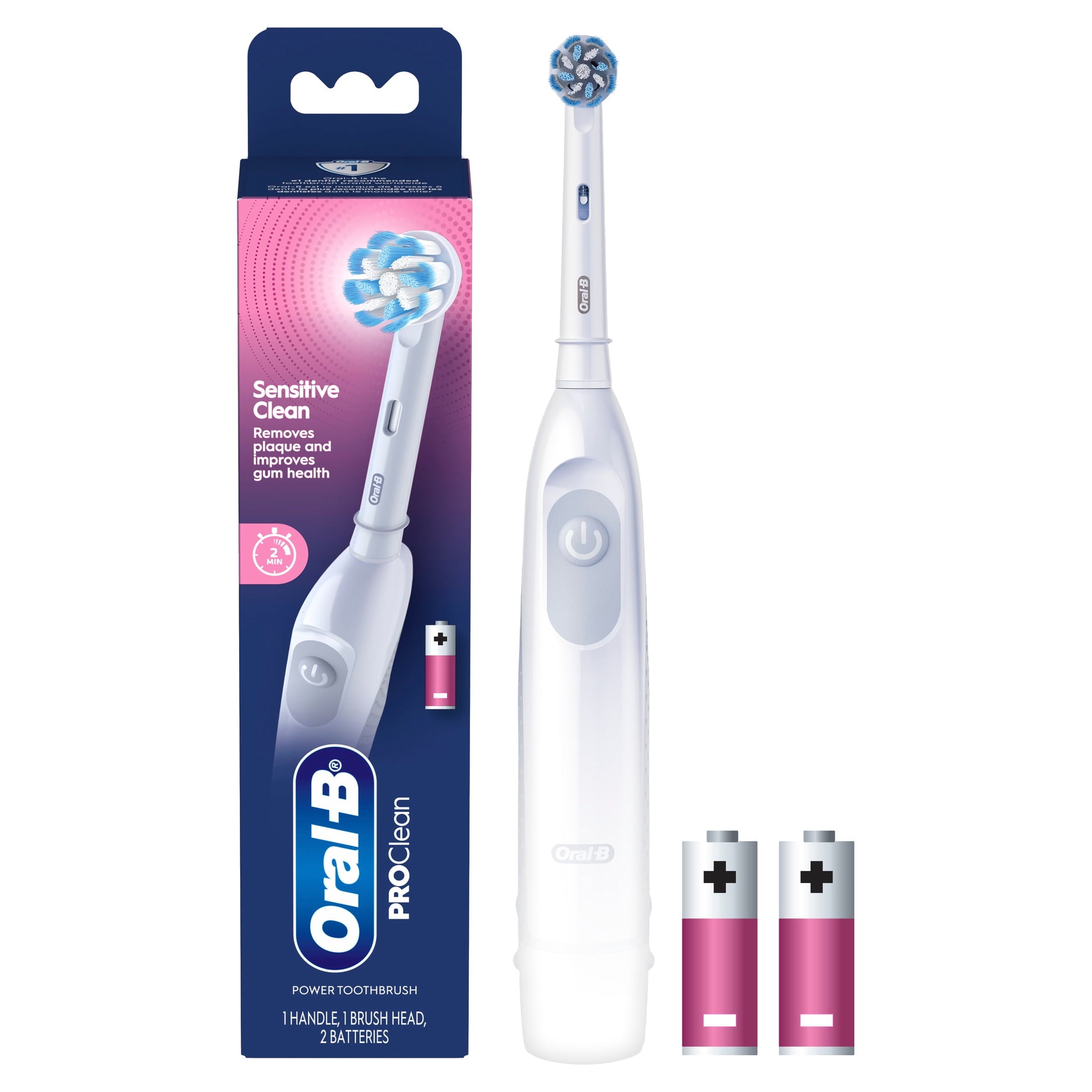 Toothbrush, Pro 100 Gum Care, Battery Powered Toothbrush, White