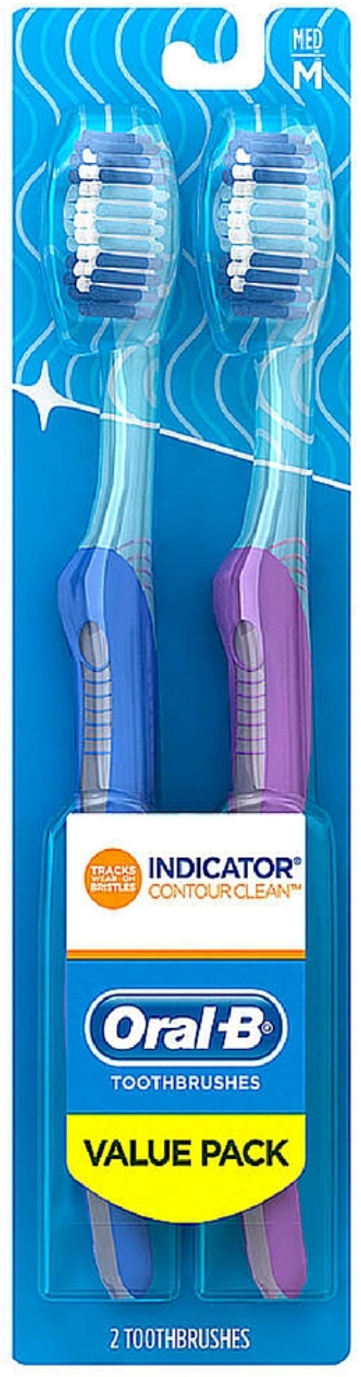 Indicator Contour Clean Medium Toothbrush, Value Pack, Assorted Colors 2 ea (Pack of 2)